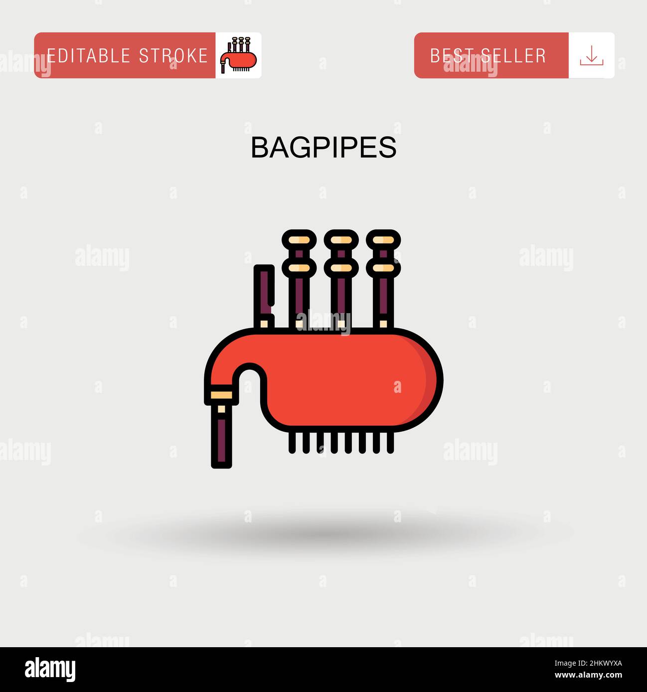 Bagpipes Simple vector icon. Stock Vector