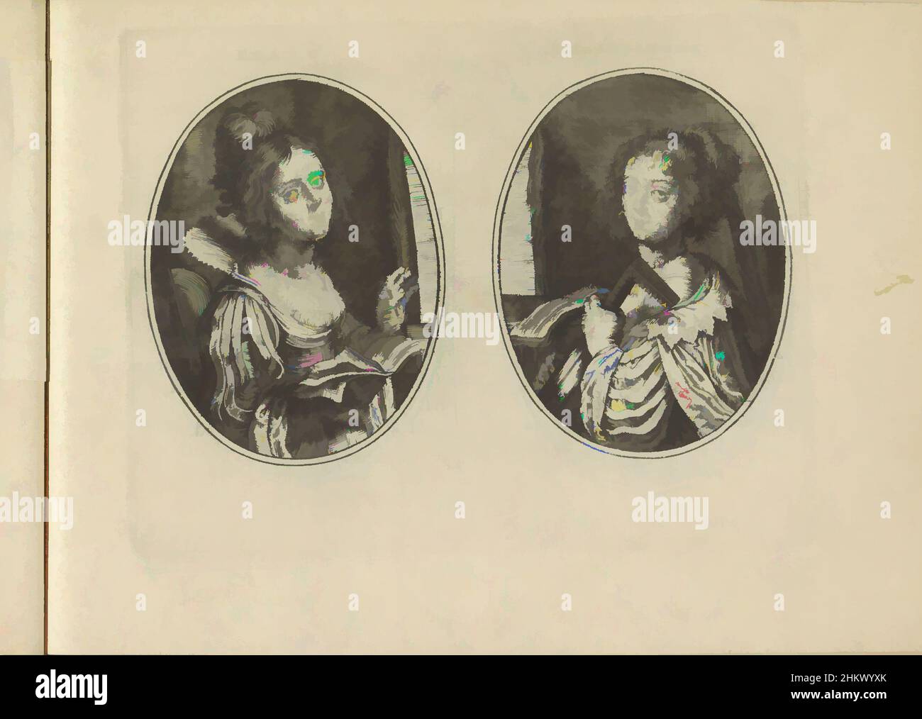 Art inspired by Erato and Terpsichore, Erato, Terpsichore, Les vrais pourtraits de quelques unes des plus grandes dames de la chrestiente desguisees en bergeres. (series title), Two representations on an album leaf. On the left, the muse Erato at a window, holding a music book. On the, Classic works modernized by Artotop with a splash of modernity. Shapes, color and value, eye-catching visual impact on art. Emotions through freedom of artworks in a contemporary way. A timeless message pursuing a wildly creative new direction. Artists turning to the digital medium and creating the Artotop NFT Stock Photo