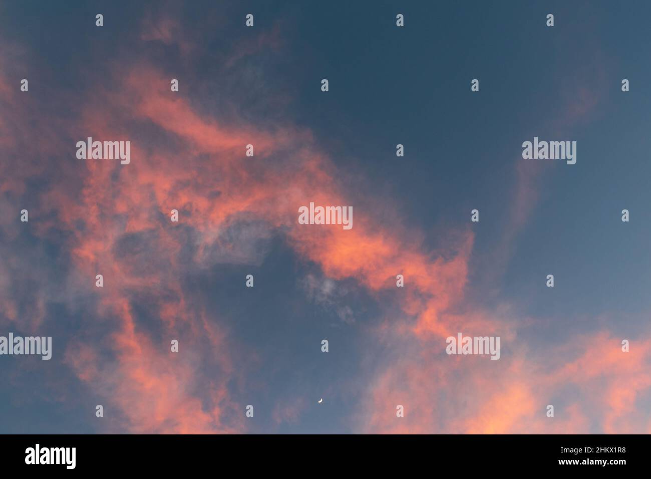 February 5, 2022: The crescent moon during the spectacular orange and pink  sunset in San Diego, California on Saturday, February 5th, 2022 (Credit  Image: © Rishi Deka/ZUMA Press Wire Stock Photo - Alamy