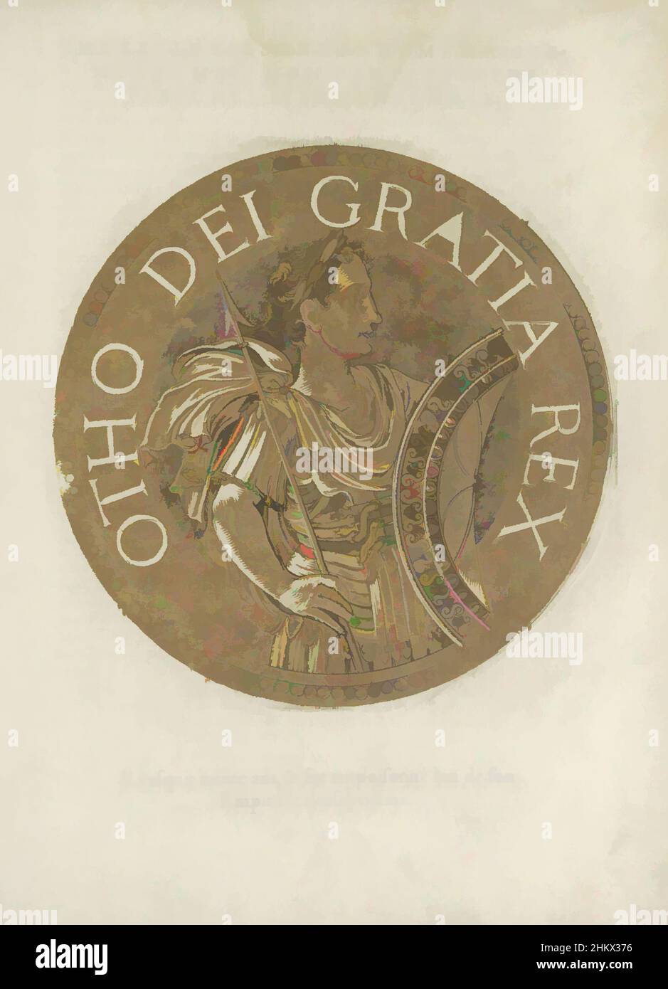Art inspired by Portrait of Emperor Otto IIILes images presque de tous les empereurs (series title), Portrait of Emperor Otto III, on a coin with edge lettering. The print is part of a book on the emperors from Julius Caesar to Charles V and his brother Ferdinand., Joos Gietleughen, Classic works modernized by Artotop with a splash of modernity. Shapes, color and value, eye-catching visual impact on art. Emotions through freedom of artworks in a contemporary way. A timeless message pursuing a wildly creative new direction. Artists turning to the digital medium and creating the Artotop NFT Stock Photo