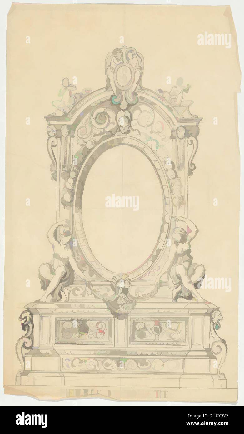 Art inspired by Toilet cabinet, draughtsman: Firma Feuchère, Paris, c. 1830 - c. 1850, tracing paper, graphite (mineral), pen, height 209 mm × width 347 mm, Classic works modernized by Artotop with a splash of modernity. Shapes, color and value, eye-catching visual impact on art. Emotions through freedom of artworks in a contemporary way. A timeless message pursuing a wildly creative new direction. Artists turning to the digital medium and creating the Artotop NFT Stock Photo