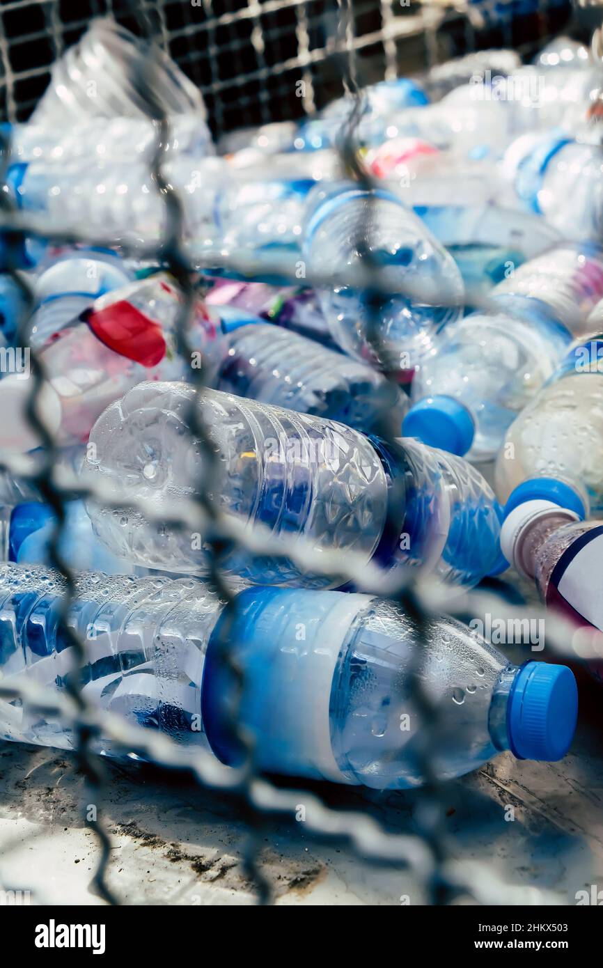 Image of Plastic bottles and containers prepared for recycling Stock Photo Alamy