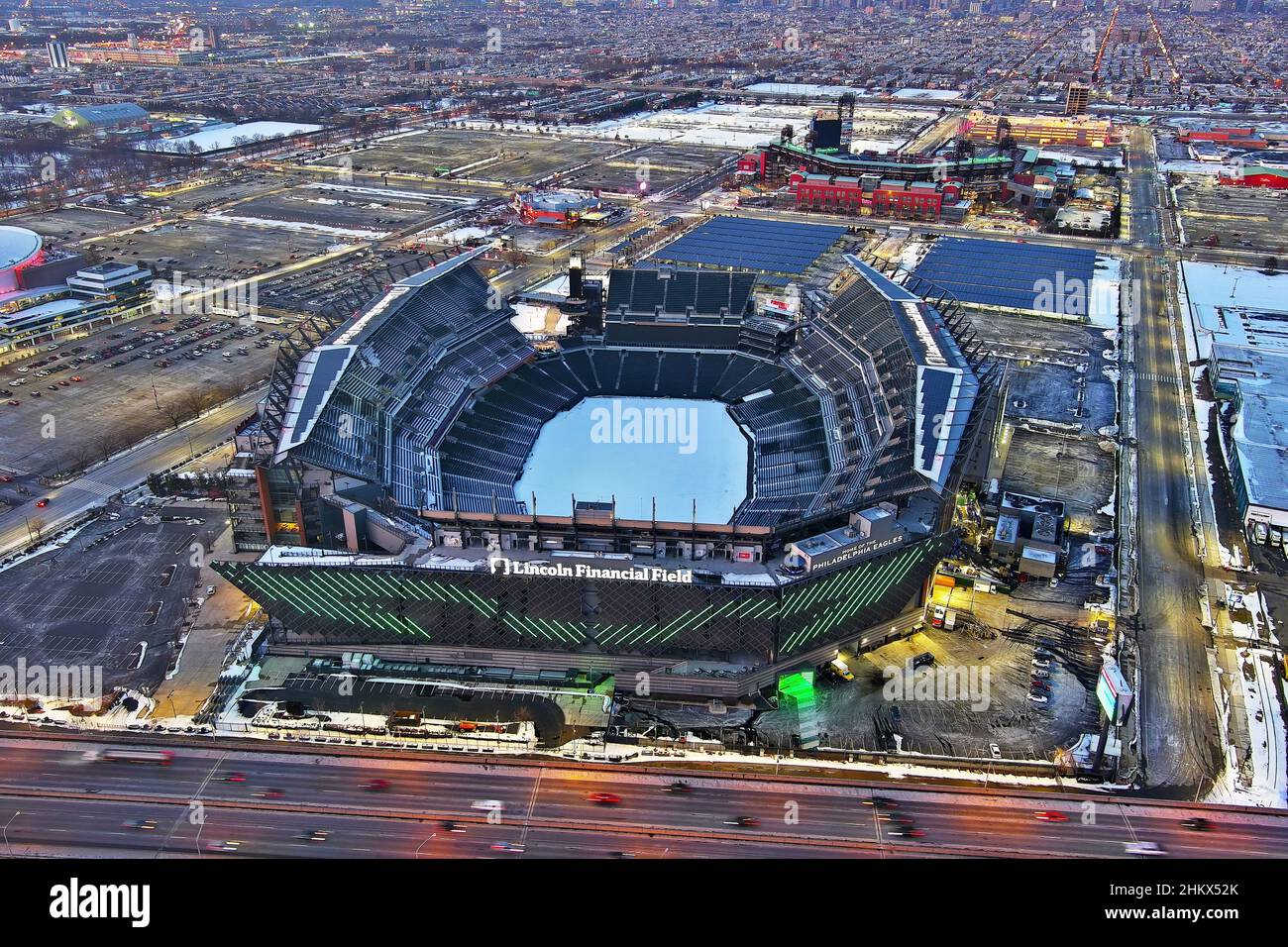 Aerial View of Lincoln Financial Field with Citizen's Bank Park in the Background Stock Photo