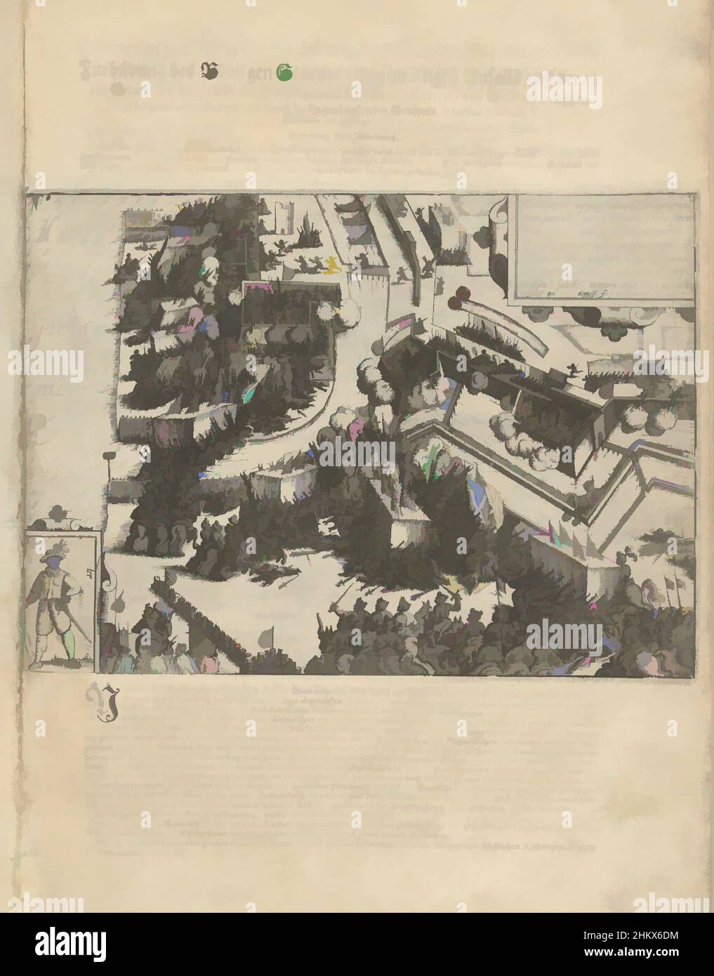 Art inspired by Siege of Ostend: Storming of the fortress on January 7, 1602, Furbildung des Blutigen Sturms und gewaltigen Anfalls auff der alten Statt, wie die Feinde mit grosser gewalt dieselbe mit Leitern, und Sturmb-bruggen ersteigeten und eröberten, aber durch die flugmütigkeit, Classic works modernized by Artotop with a splash of modernity. Shapes, color and value, eye-catching visual impact on art. Emotions through freedom of artworks in a contemporary way. A timeless message pursuing a wildly creative new direction. Artists turning to the digital medium and creating the Artotop NFT Stock Photo