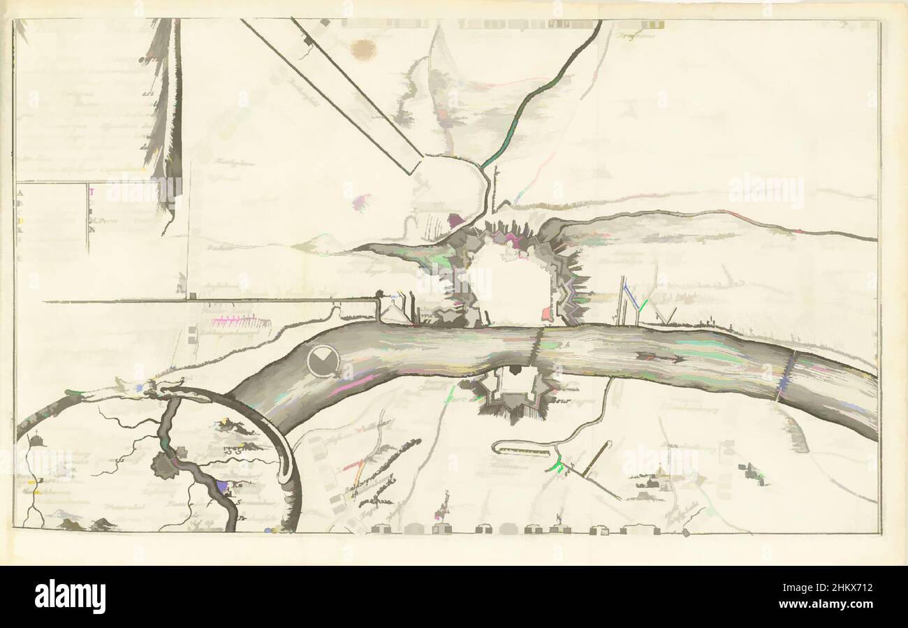 Art inspired by Siege of Bonn, 1703, Plan de la Ville de Bonne et du Fort de Bourgogne (...), Map showing the siege of Bonn, captured from the French by the allies on May 15, 1703, after siege from May 5. Illustration in the 1716 Dutch translation of J. Lamigue, Het leven van Zyne, Classic works modernized by Artotop with a splash of modernity. Shapes, color and value, eye-catching visual impact on art. Emotions through freedom of artworks in a contemporary way. A timeless message pursuing a wildly creative new direction. Artists turning to the digital medium and creating the Artotop NFT Stock Photo