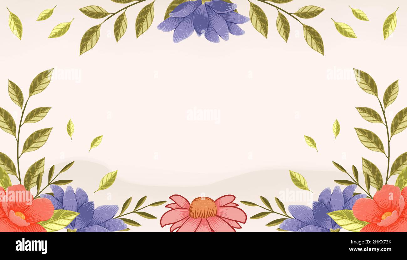 hand drawn floral and leaves illustration background Stock Vector Image ...
