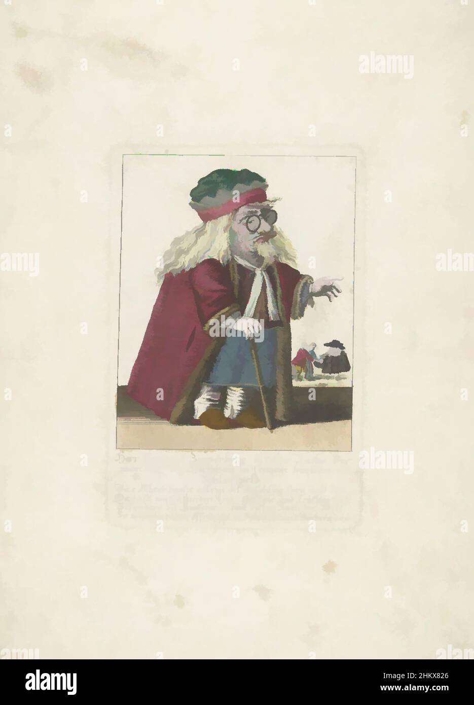 Art inspired by The dwarf Vincentz Zipperling in a fur coat, c. 1710, Herr Vincentz Zipperling, ältester Raths verwandter zu Hirschau in seinem bequemen Schlaffpelz, Il Callotto resurcitato oder Neu eingerichtes Zwerchen Cabinet (series title), The dwarf Vincentz Zipperling in a fur, Classic works modernized by Artotop with a splash of modernity. Shapes, color and value, eye-catching visual impact on art. Emotions through freedom of artworks in a contemporary way. A timeless message pursuing a wildly creative new direction. Artists turning to the digital medium and creating the Artotop NFT Stock Photo