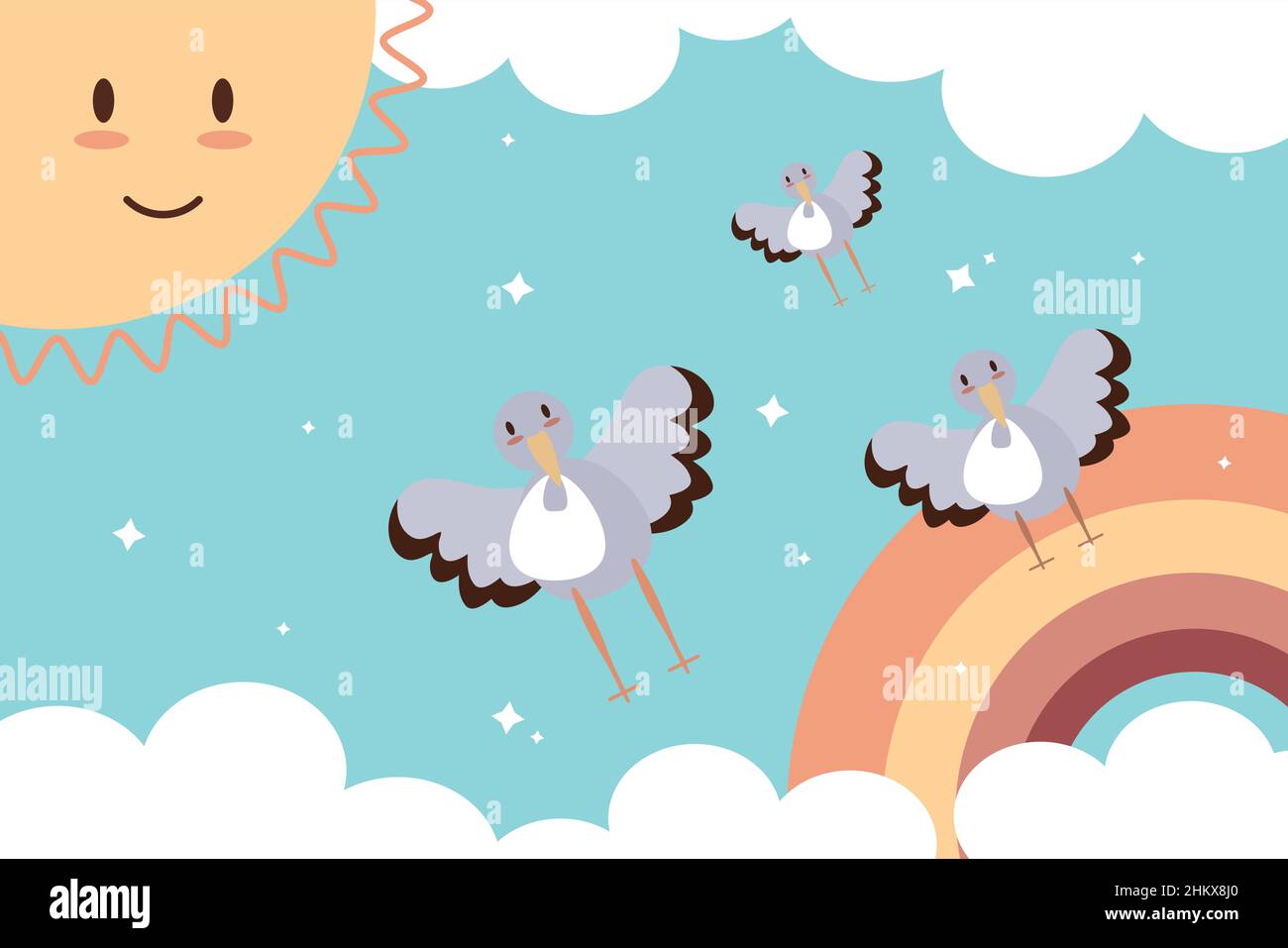 baby storks and rainbow Stock Vector Image & Art - Alamy