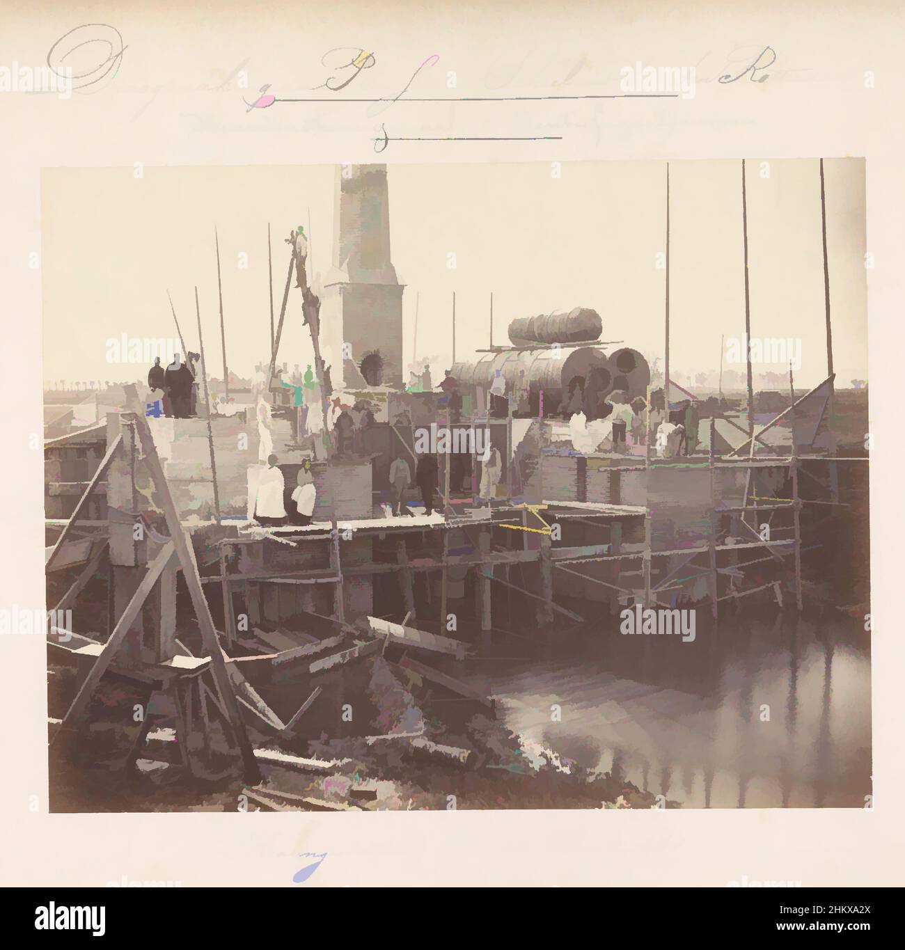 Art inspired by Benedenstoomgemaal met Centrifugaalpompen, Kralingen den 26 October 1868, Droogmaking der Plassen in Schieland beoosten Rotterdam, Stoomgemaal te Kralingen op 26 oktober 1868. Part of a series of ten photographs of the 1867-1869 reclamation of the ponds in Schieland east, Classic works modernized by Artotop with a splash of modernity. Shapes, color and value, eye-catching visual impact on art. Emotions through freedom of artworks in a contemporary way. A timeless message pursuing a wildly creative new direction. Artists turning to the digital medium and creating the Artotop NFT Stock Photo