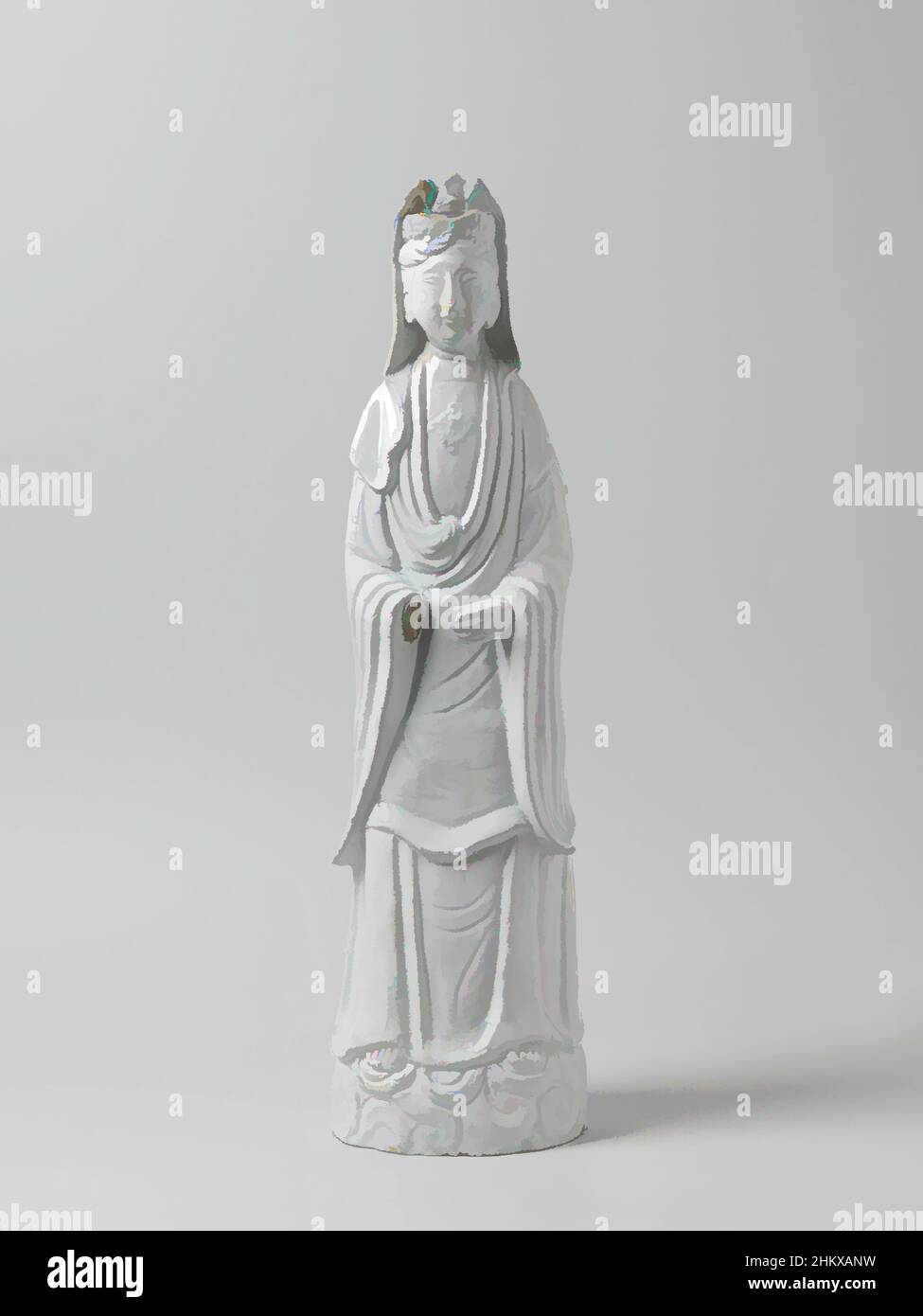 Art inspired by Guanyin, Kuan-Yin, Female figure of faience, representing Guanyin. White glazed., Ansbach, c. 1720 - c. 1750, height 65 cm × width 18 cm × depth 16.5 cm, Classic works modernized by Artotop with a splash of modernity. Shapes, color and value, eye-catching visual impact on art. Emotions through freedom of artworks in a contemporary way. A timeless message pursuing a wildly creative new direction. Artists turning to the digital medium and creating the Artotop NFT Stock Photo