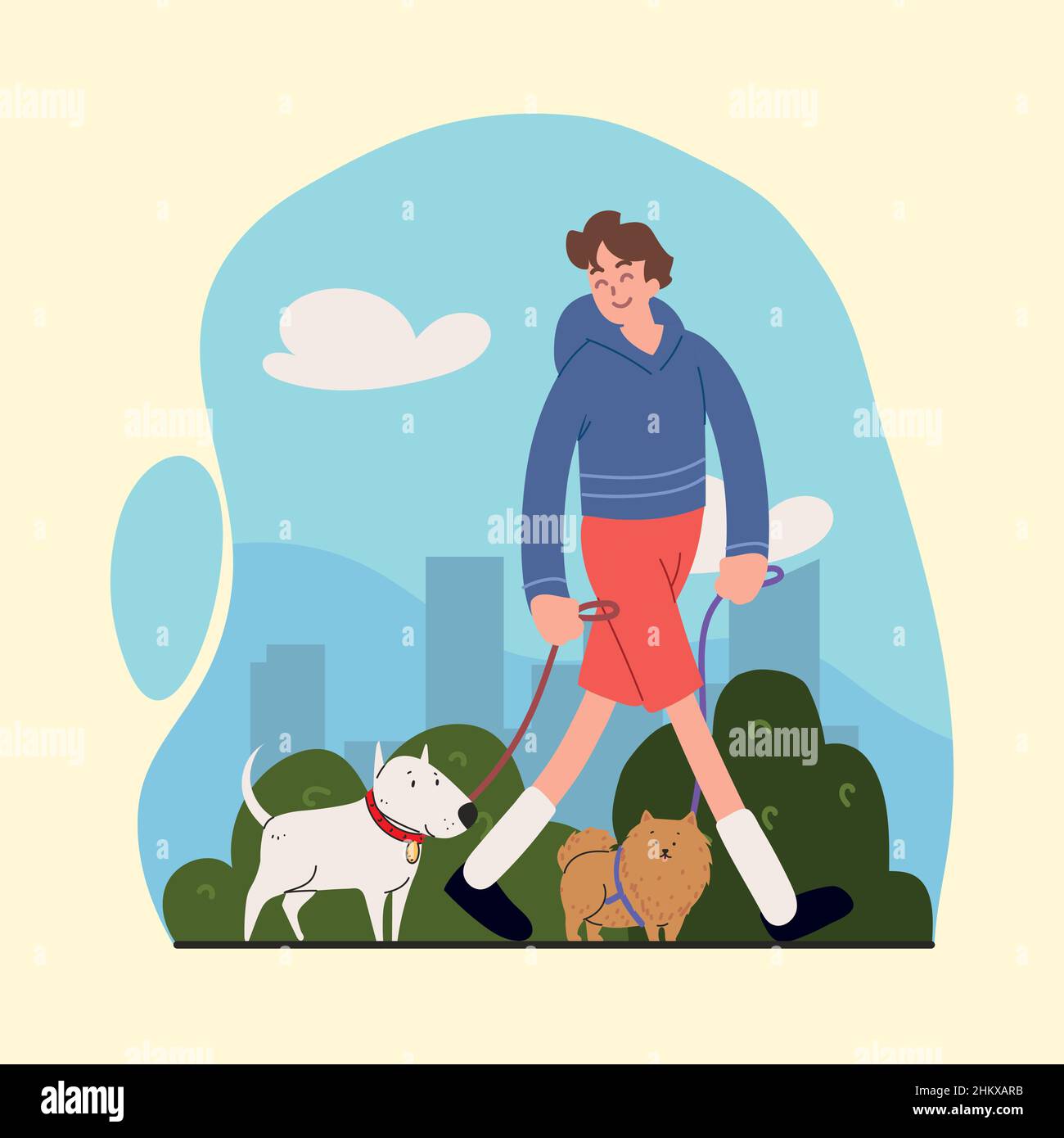 man walk with dogs Stock Vector Image & Art - Alamy