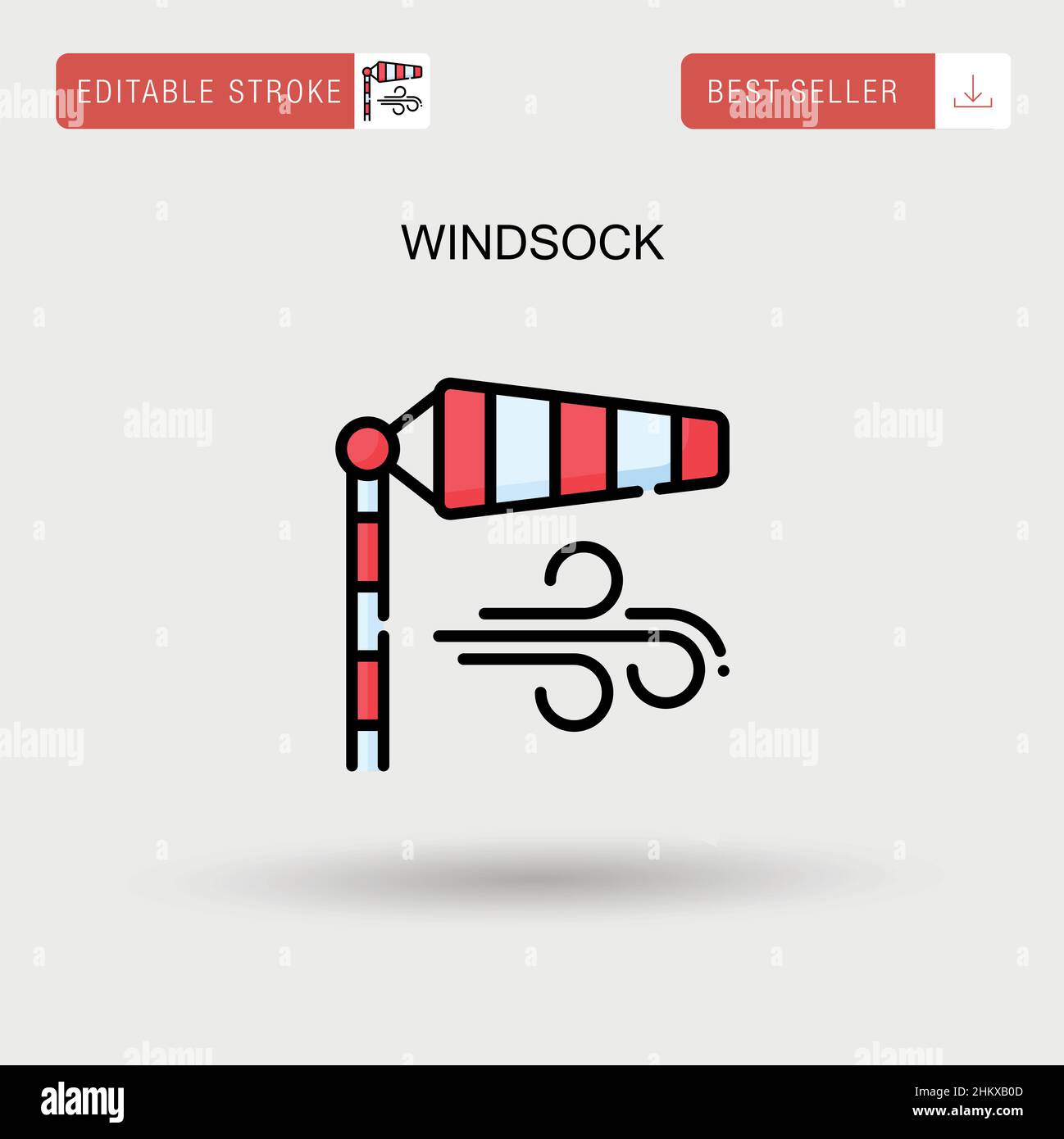 Windsock Simple vector icon. Stock Vector