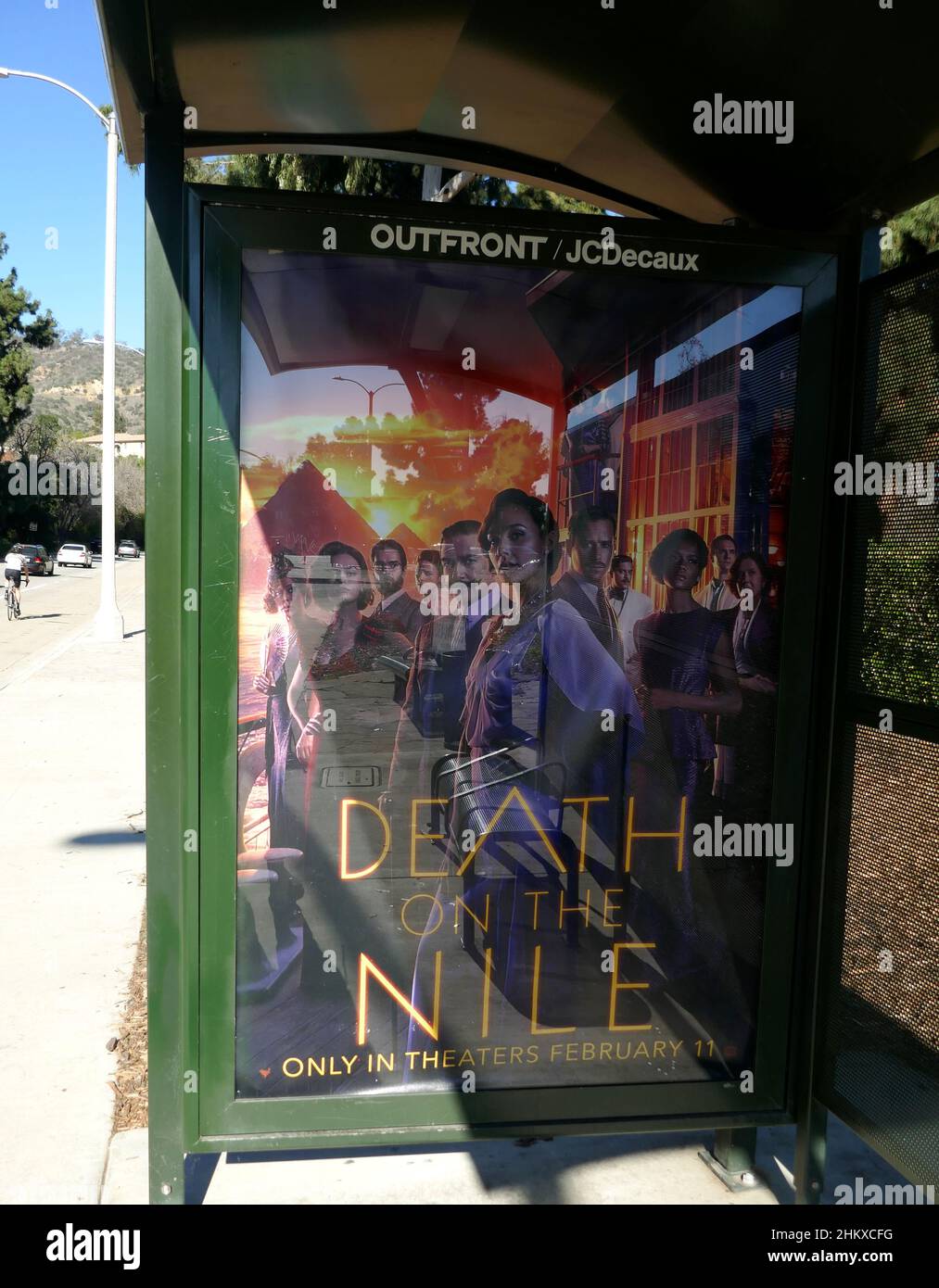 Los Angeles, California, USA 21st January 2022 A general view of atmosphere of Death on the Nile Bus Stop on January121 2022 in Los Angeles, California, USA. Photo by Barry King/Alamy Stock Photo Stock Photo