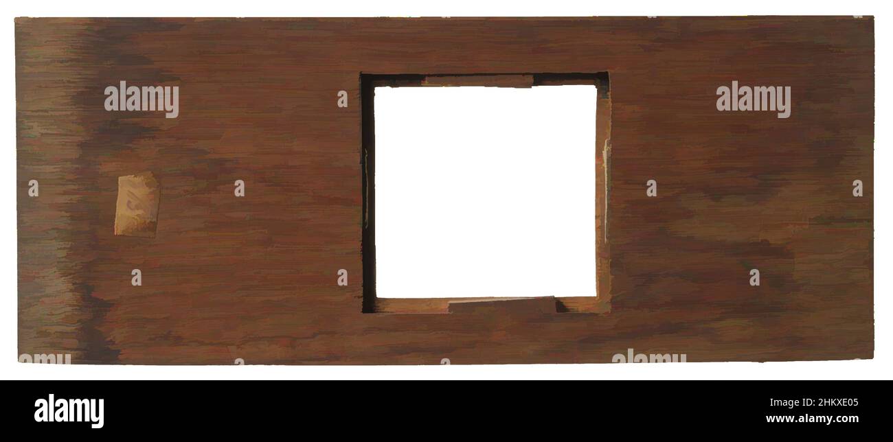 Art inspired by Mount for magic lantern slide, Empty wooden mount for square magic lantern slide. The slide itself is missing., c. 1700 - c. 1800, oak (wood), wood (plant material), height 26 cm × width 10.5 cm × thickness 1 cm, Classic works modernized by Artotop with a splash of modernity. Shapes, color and value, eye-catching visual impact on art. Emotions through freedom of artworks in a contemporary way. A timeless message pursuing a wildly creative new direction. Artists turning to the digital medium and creating the Artotop NFT Stock Photo