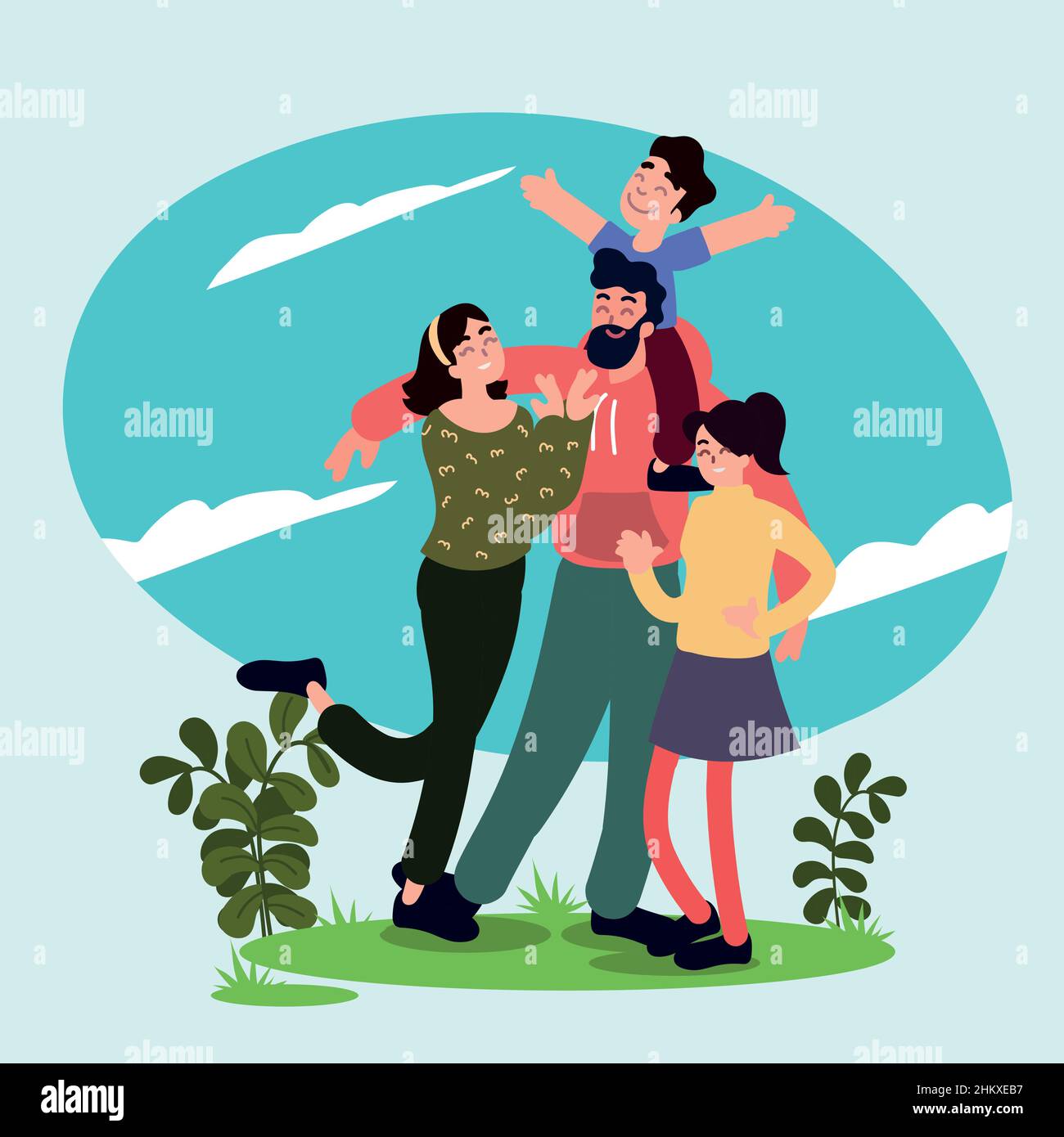 happy family in the park Stock Vector Image & Art - Alamy