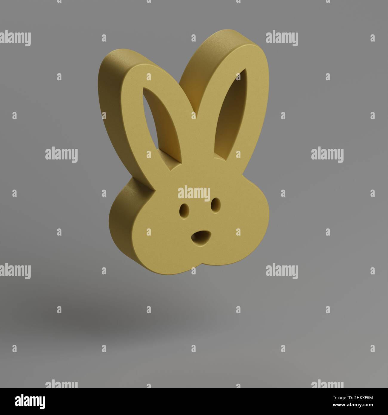 Rabbit icon. Yellow symbol social icons on gray background. 3d ...