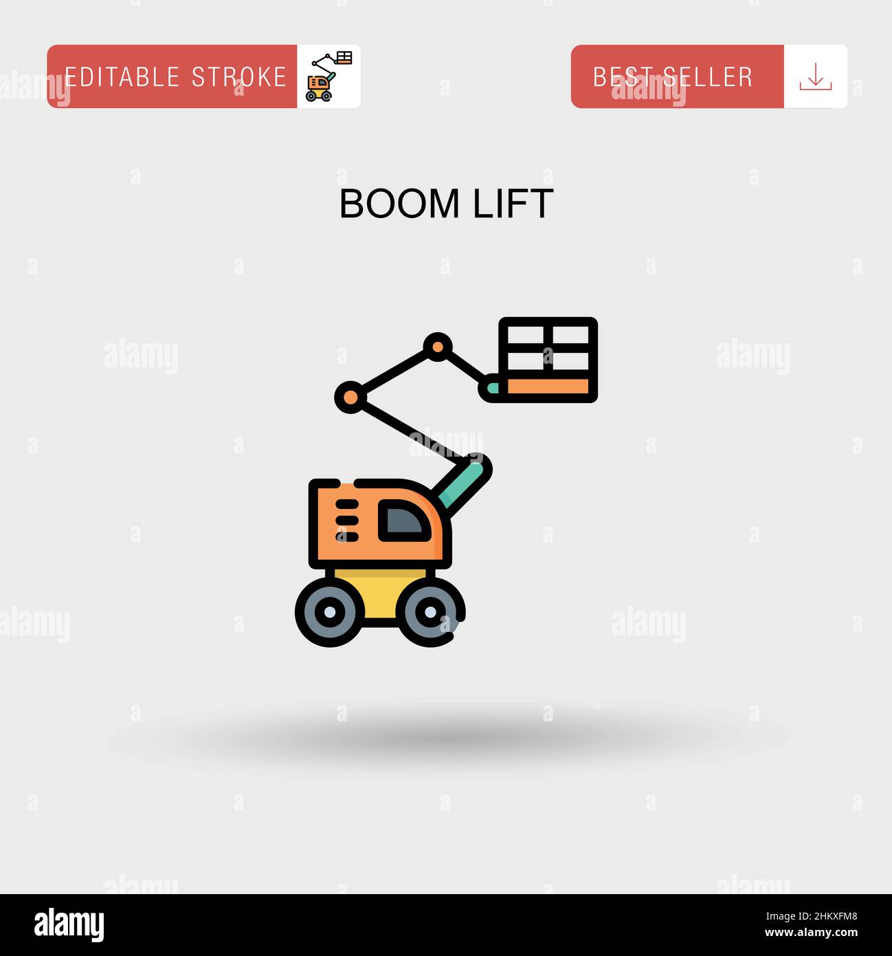 Boom lift Simple vector icon. Stock Vector