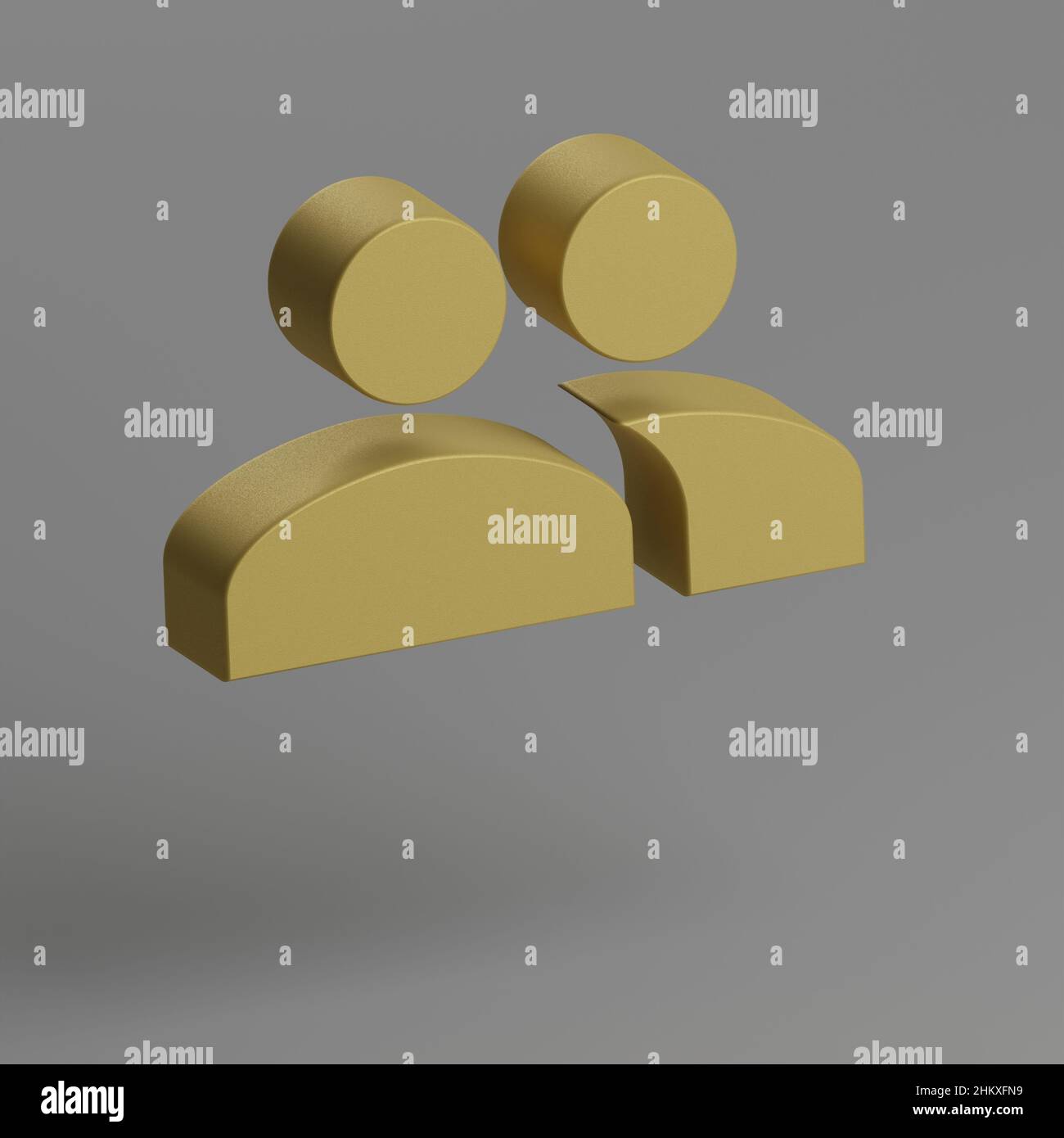 People icon. Yellow People symbol social icons on gray background. 3d