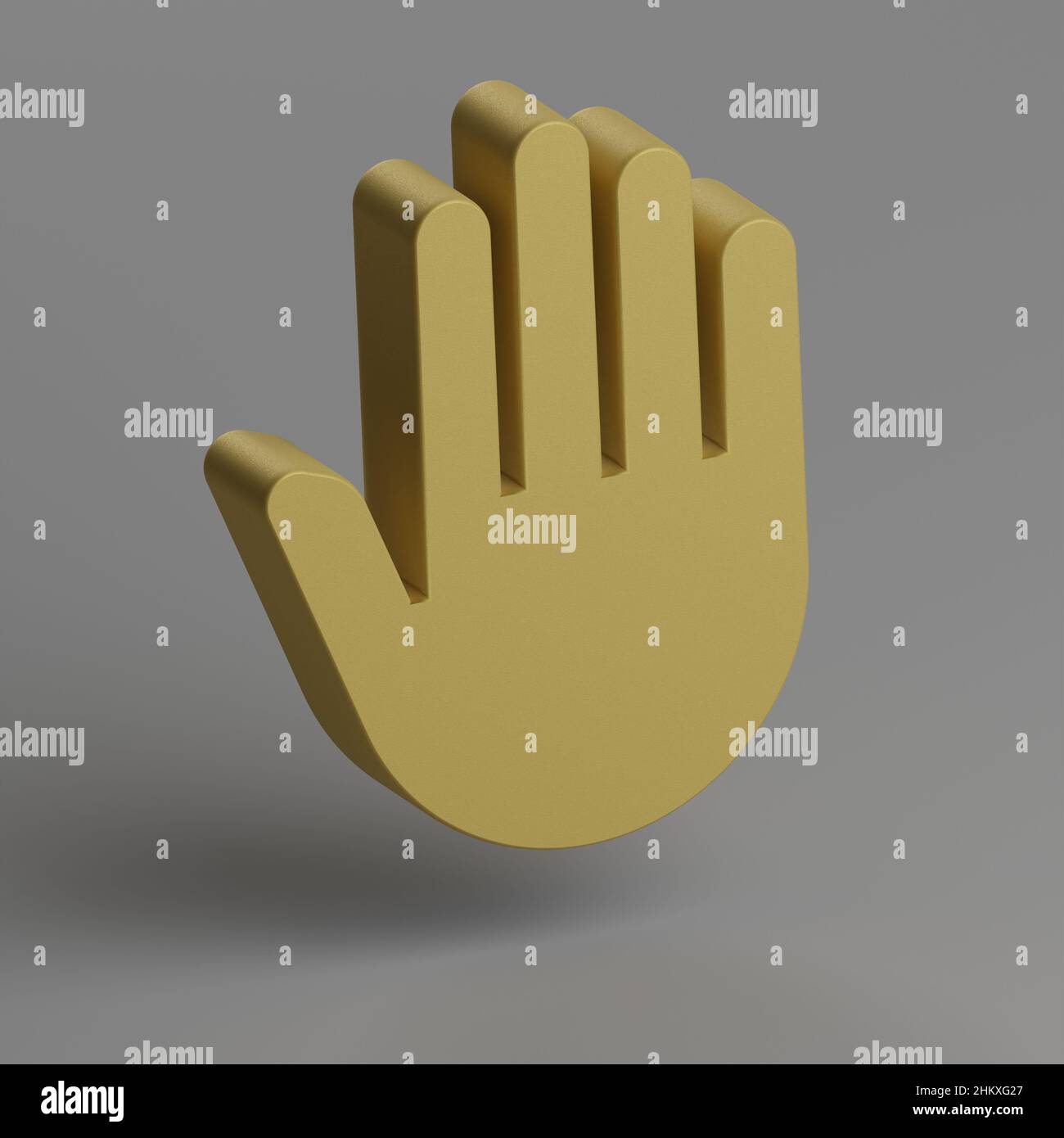 Hand icon. Yellow symbol social icons on gray background. 3d rendering ...