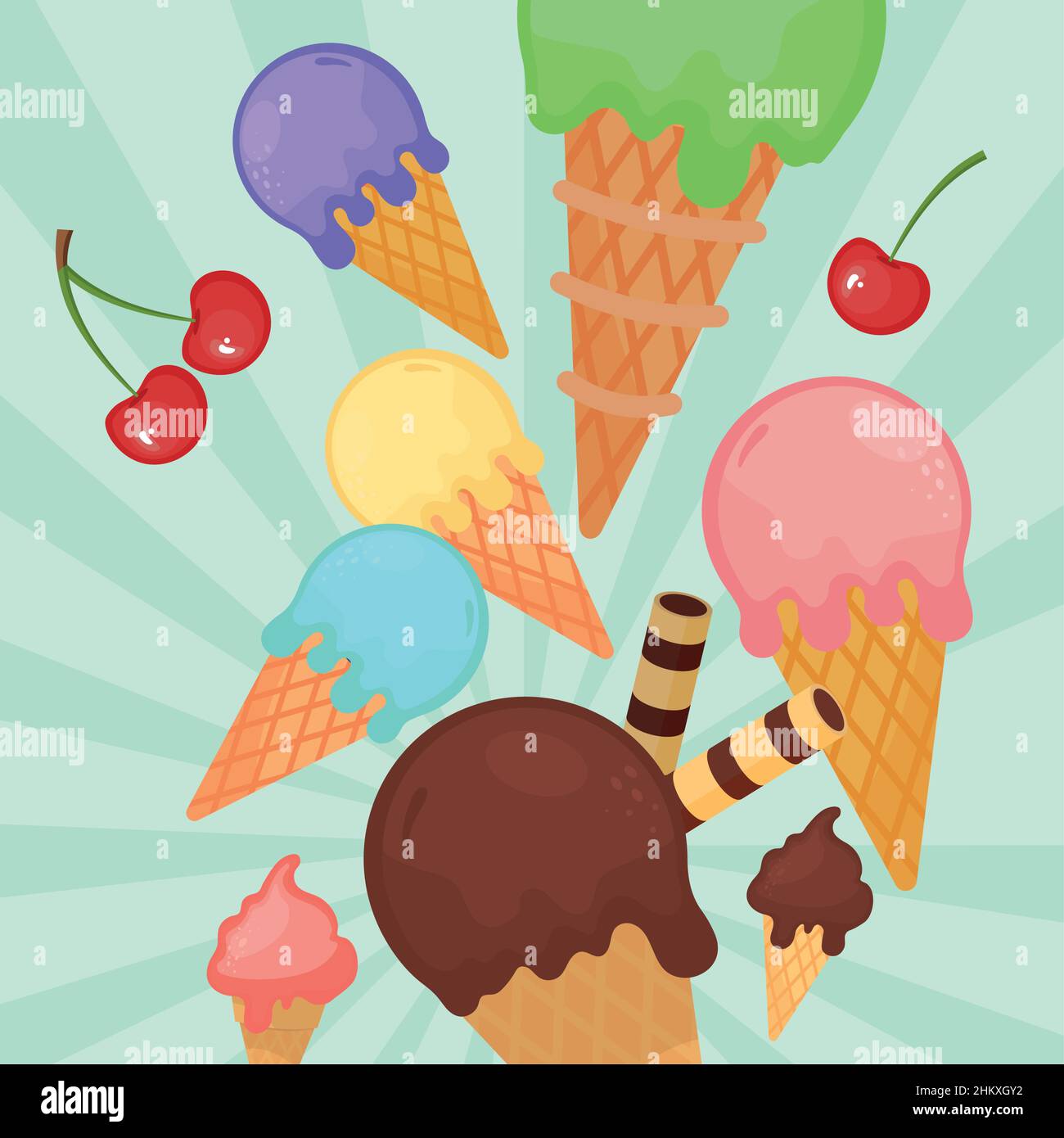 ice cream cones and fruits Stock Vector Image & Art - Alamy