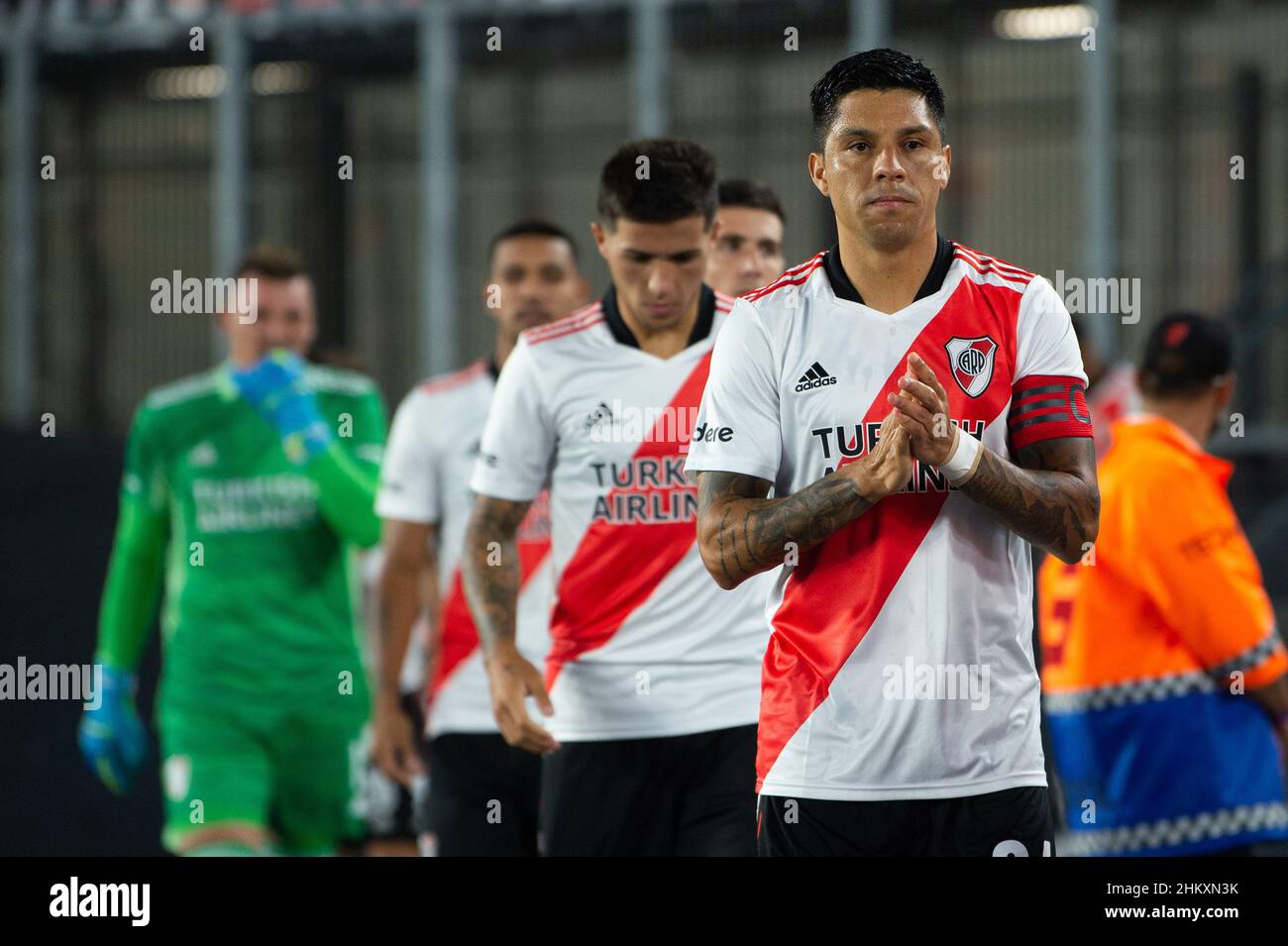 Buenos Aires, Argentina. 05th Feb, 2022. Enzo Perez of River Plate in action during a friendly match between River Plate and Velez Sarfield, at the Antonio Vespucio Liberti Monumental Stadium. Credit: SOPA Images Limited/Alamy Live News Stock Photo