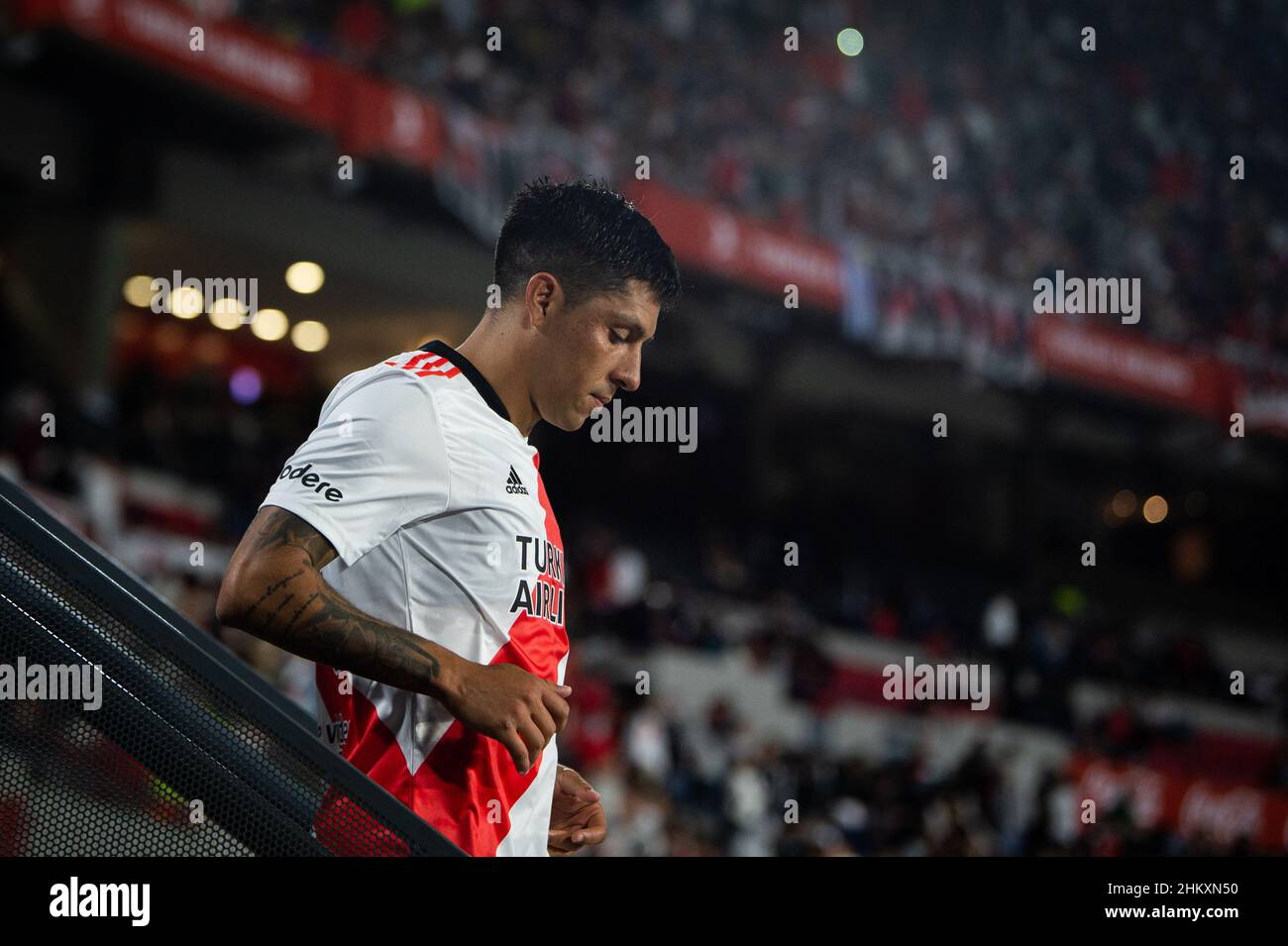 Buenos Aires, Argentina. 05th Feb, 2022. Enzo Perez of River Plate in action during a friendly match between River Plate and Velez Sarfield, at the Antonio Vespucio Liberti Monumental Stadium. Credit: SOPA Images Limited/Alamy Live News Stock Photo