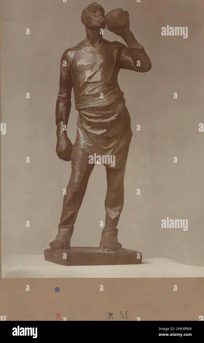 Art inspired by Statue by C. Meunier, titled 'Drinking Man'Constantin Meunier. Trinkender Mann., in or after 1890 - c. 1900, cardboard, photographic support, height 288 mm × width 206 mm, Classic works modernized by Artotop with a splash of modernity. Shapes, color and value, eye-catching visual impact on art. Emotions through freedom of artworks in a contemporary way. A timeless message pursuing a wildly creative new direction. Artists turning to the digital medium and creating the Artotop NFT Stock Photo