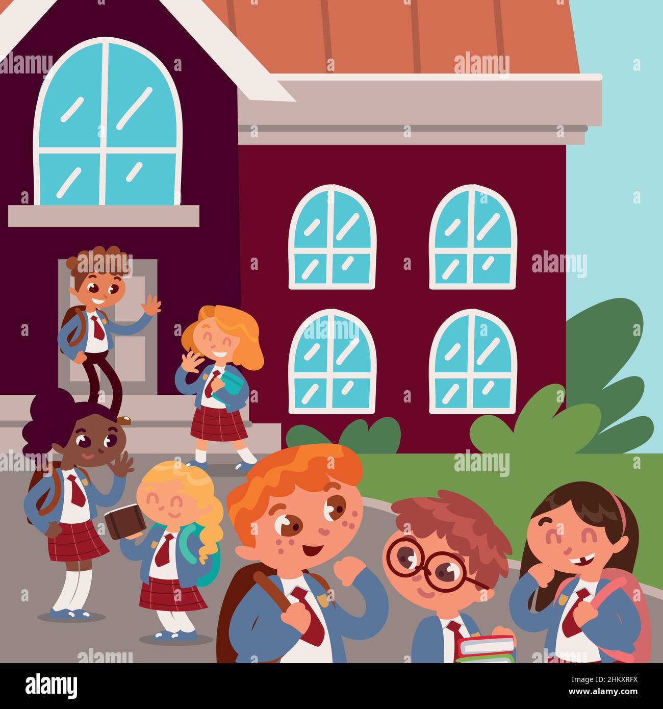 students in school building Stock Vector Image & Art - Alamy