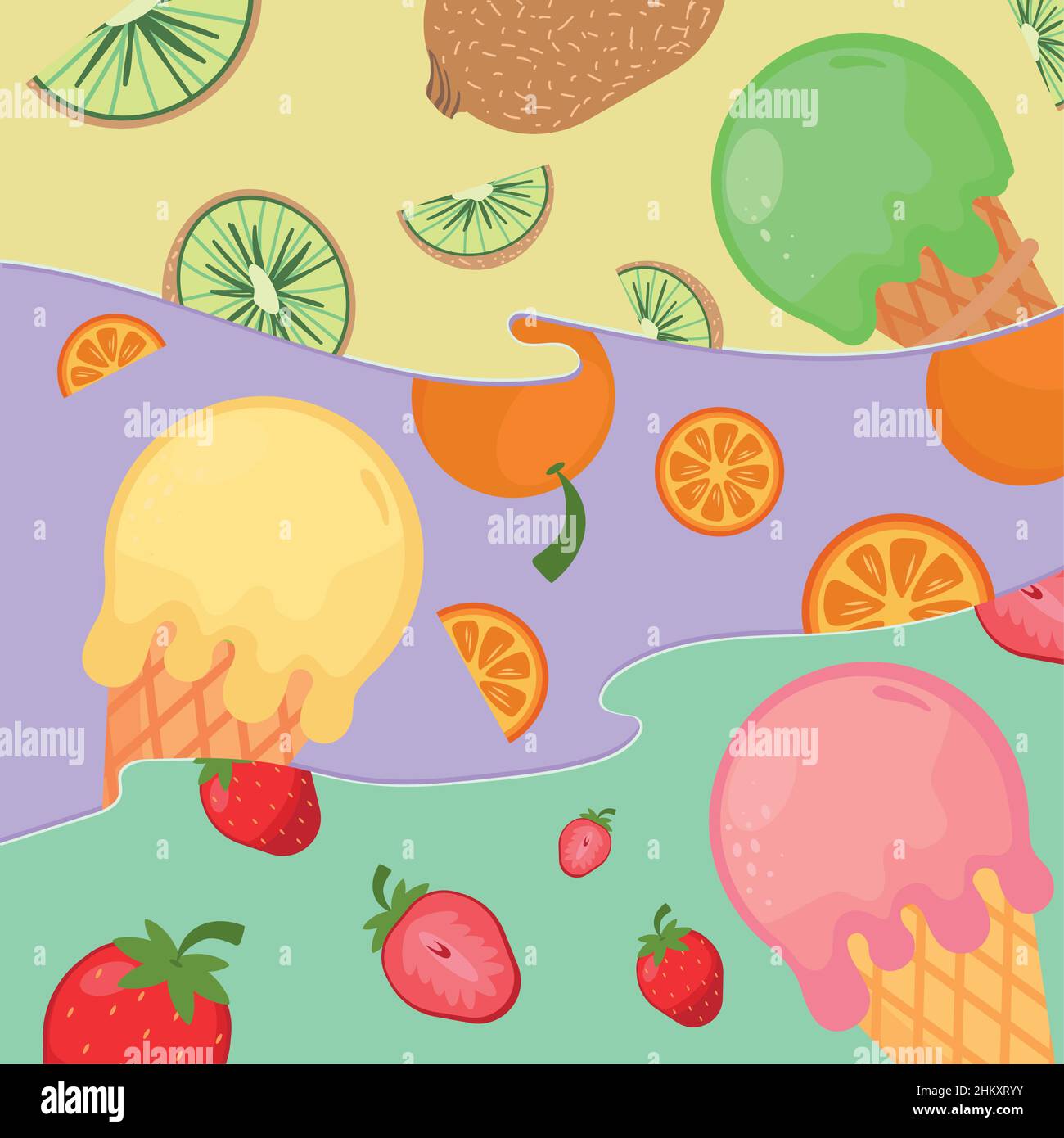 ice cream and fruits Stock Vector Image & Art - Alamy