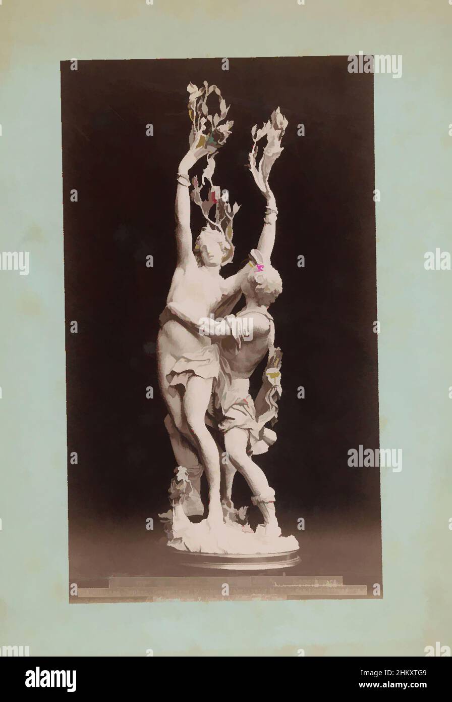 Art inspired by Sculpture of Apollo and Daphne by Jakob Auer, II. Gruppe der kunsthist. Sammlungen des A. H. Kaiserhauses. Apollo und Daphne. Gruppe von Elfenbein. Unbekannter Meister des 17. Jahrhunderts., Josef Löwy, Vienna, c. 1875 - c. 1900, cardboard, albumen print, height 292 mm, Classic works modernized by Artotop with a splash of modernity. Shapes, color and value, eye-catching visual impact on art. Emotions through freedom of artworks in a contemporary way. A timeless message pursuing a wildly creative new direction. Artists turning to the digital medium and creating the Artotop NFT Stock Photo