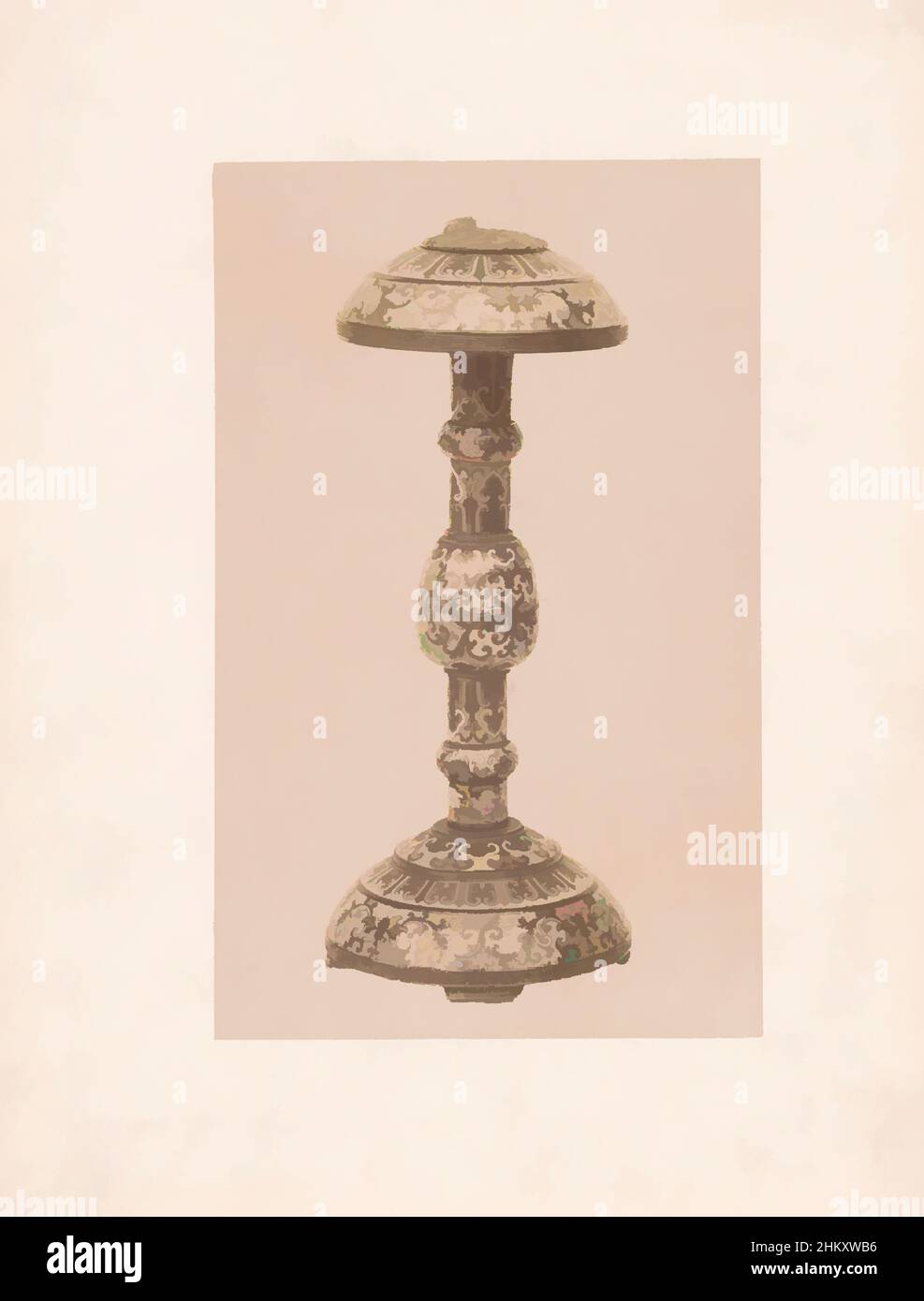 Art inspired by Object on a base decorated with plant motifs, possibly an ashtray or candlestick, c. 1875 - c. 1900, cardboard, albumen print, height 209 mm × width 131 mm, Classic works modernized by Artotop with a splash of modernity. Shapes, color and value, eye-catching visual impact on art. Emotions through freedom of artworks in a contemporary way. A timeless message pursuing a wildly creative new direction. Artists turning to the digital medium and creating the Artotop NFT Stock Photo