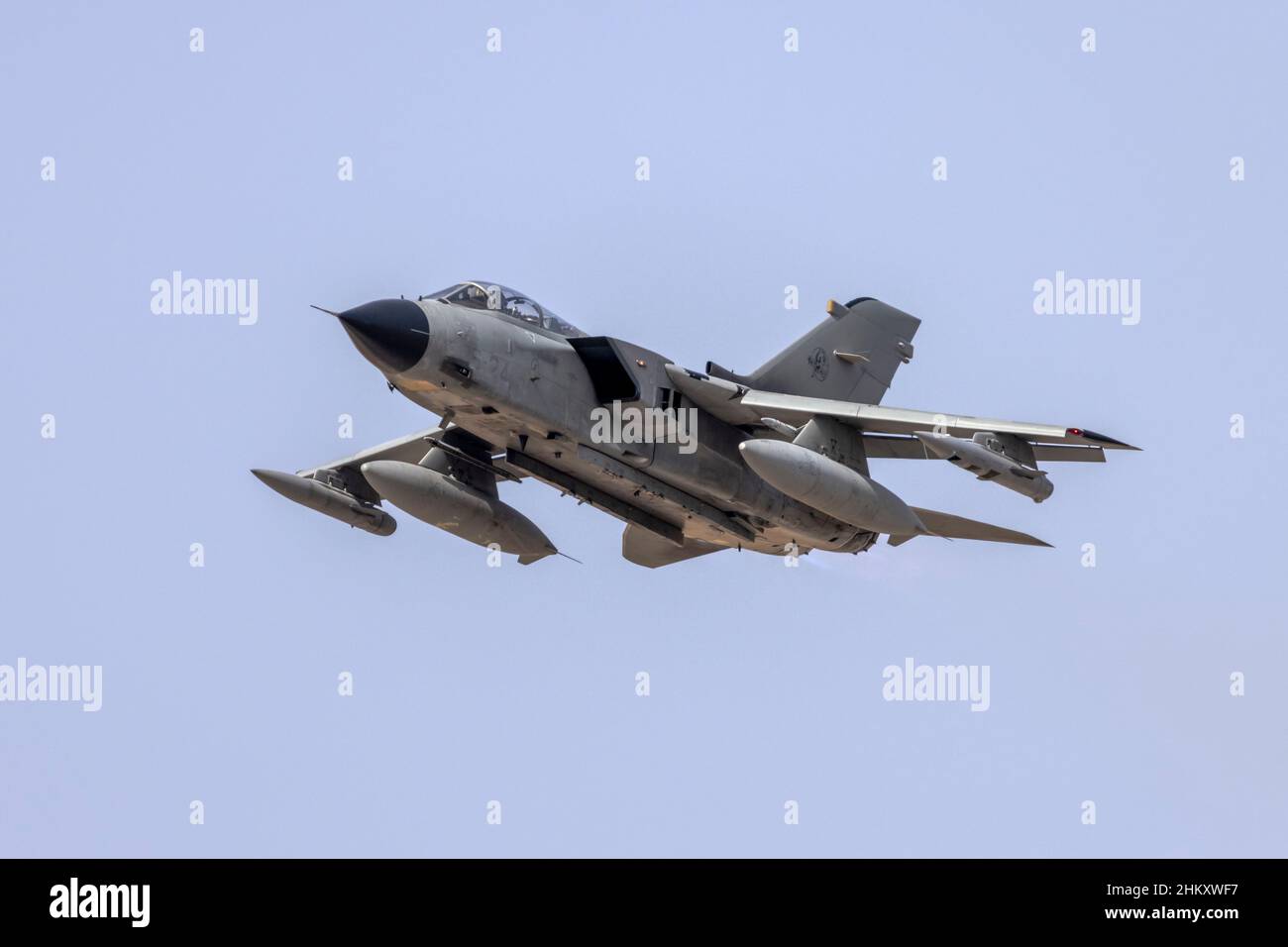 Italian Air Force Panavia Tornado IDS (REG: MM7013) departing in afterburner. Stock Photo