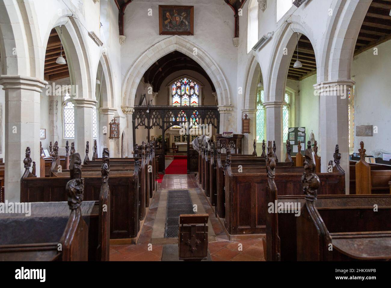 Comp.arch Dim Rood View from nave of chancel arch, rood screen, altar and east window ...