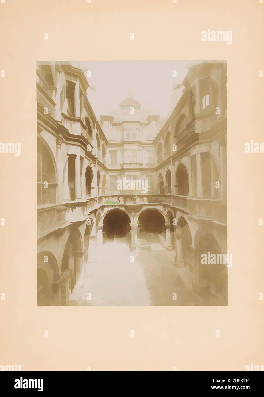Art inspired by Courtyard of the Pellerhaus at Nuremberg, Courtyard of the Peller House at Nuremberg., publisher: W. Ebel, Neurenberg, c. 1875 - c. 1900, cardboard, photographic support, height 272 mm × width 212 mm, Classic works modernized by Artotop with a splash of modernity. Shapes, color and value, eye-catching visual impact on art. Emotions through freedom of artworks in a contemporary way. A timeless message pursuing a wildly creative new direction. Artists turning to the digital medium and creating the Artotop NFT Stock Photo