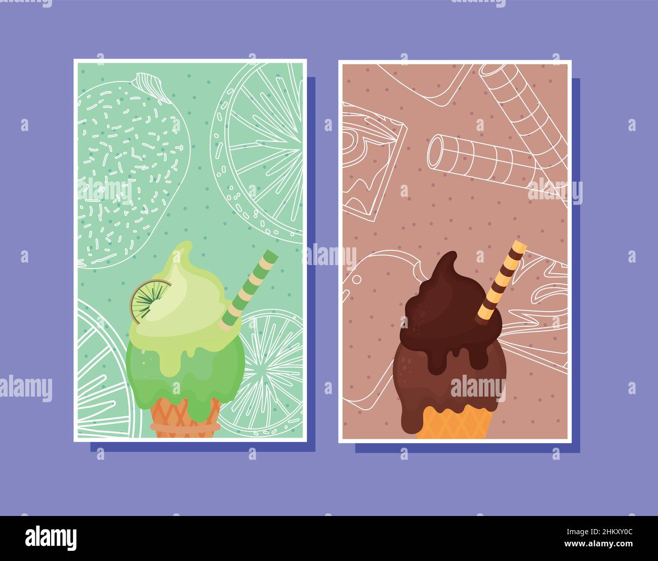 ice cream fruit and chocolate Stock Vector Image & Art - Alamy