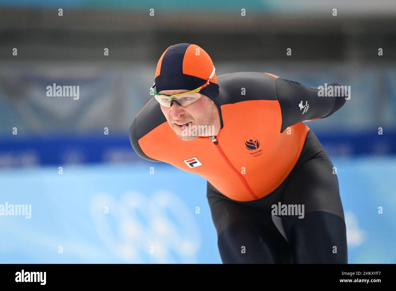 Beijing, China. 6th Feb, 2022. Sven Kramer of the Netherlands competes during the men's 5,000m final of speed skating at the National Speed Skating Oval in Beijing, capital of China, Feb. 6, 2022. Credit: Wu Wei/Xinhua/Alamy Live News Stock Photo