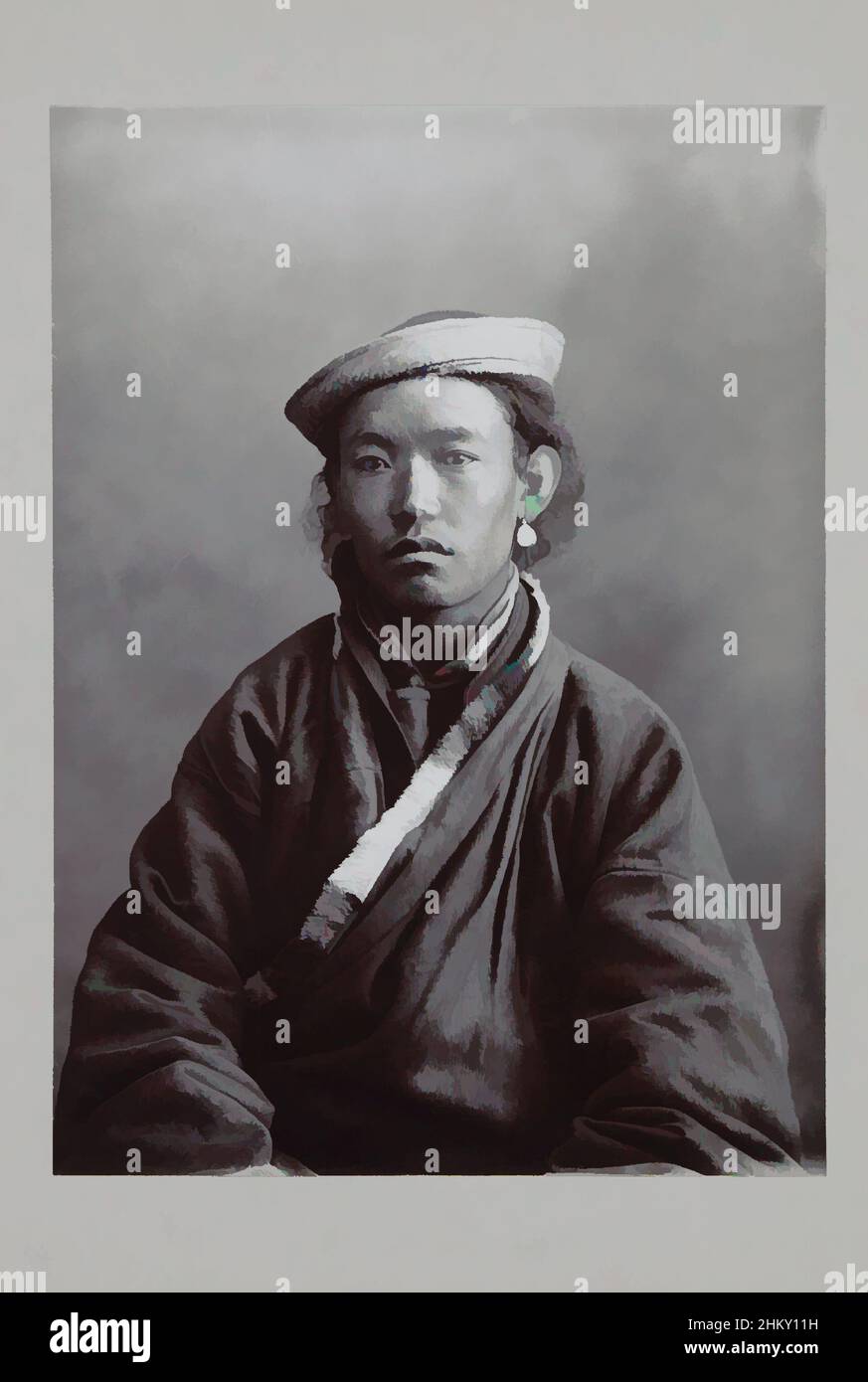 Art inspired by Portrait of a Tibetan man, The number 311 is on the bottom right., Theodor Paar, Darjiling, c. 1895 - c. 1915, paper, cardboard, height 201 mm × width 145 mmheight 244 mm × width 164 mm, Classic works modernized by Artotop with a splash of modernity. Shapes, color and value, eye-catching visual impact on art. Emotions through freedom of artworks in a contemporary way. A timeless message pursuing a wildly creative new direction. Artists turning to the digital medium and creating the Artotop NFT Stock Photo