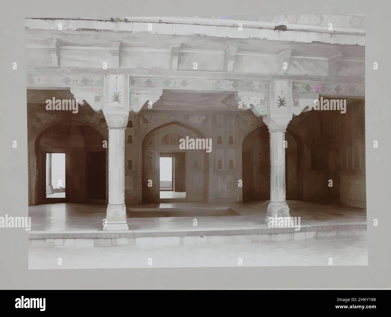 Art inspired by Inside of Musamman Burj, Inside of the tower Musamman Burj which is part of the Fort of Agra, a fountain can be seen in the middle of the floor., Agra, c. 1895 - c. 1915, paper, cardboard, height 210 mm × width 282 mmheight 244 mm × width 329 mm, Classic works modernized by Artotop with a splash of modernity. Shapes, color and value, eye-catching visual impact on art. Emotions through freedom of artworks in a contemporary way. A timeless message pursuing a wildly creative new direction. Artists turning to the digital medium and creating the Artotop NFT Stock Photo