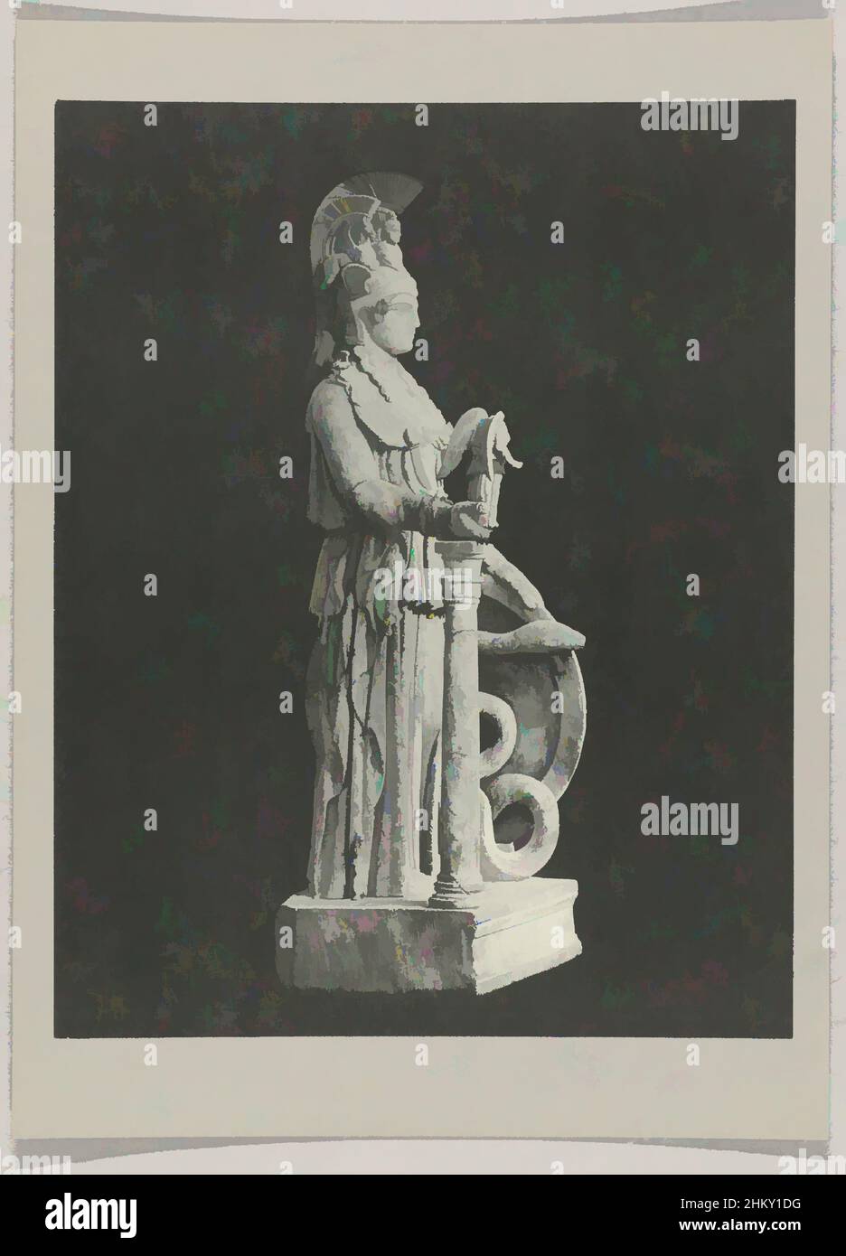 Art inspired by Statue of Pallas Athene129 Statuette of Athena Parthenos. N.M. Athens., Statue that stood in the center of the Parthenon., Athene, c. 1895 - c. 1915, paper, cardboard, collotype, height 274 mm × width 216 mmheight 328 mm × width 239 mm, Classic works modernized by Artotop with a splash of modernity. Shapes, color and value, eye-catching visual impact on art. Emotions through freedom of artworks in a contemporary way. A timeless message pursuing a wildly creative new direction. Artists turning to the digital medium and creating the Artotop NFT Stock Photo