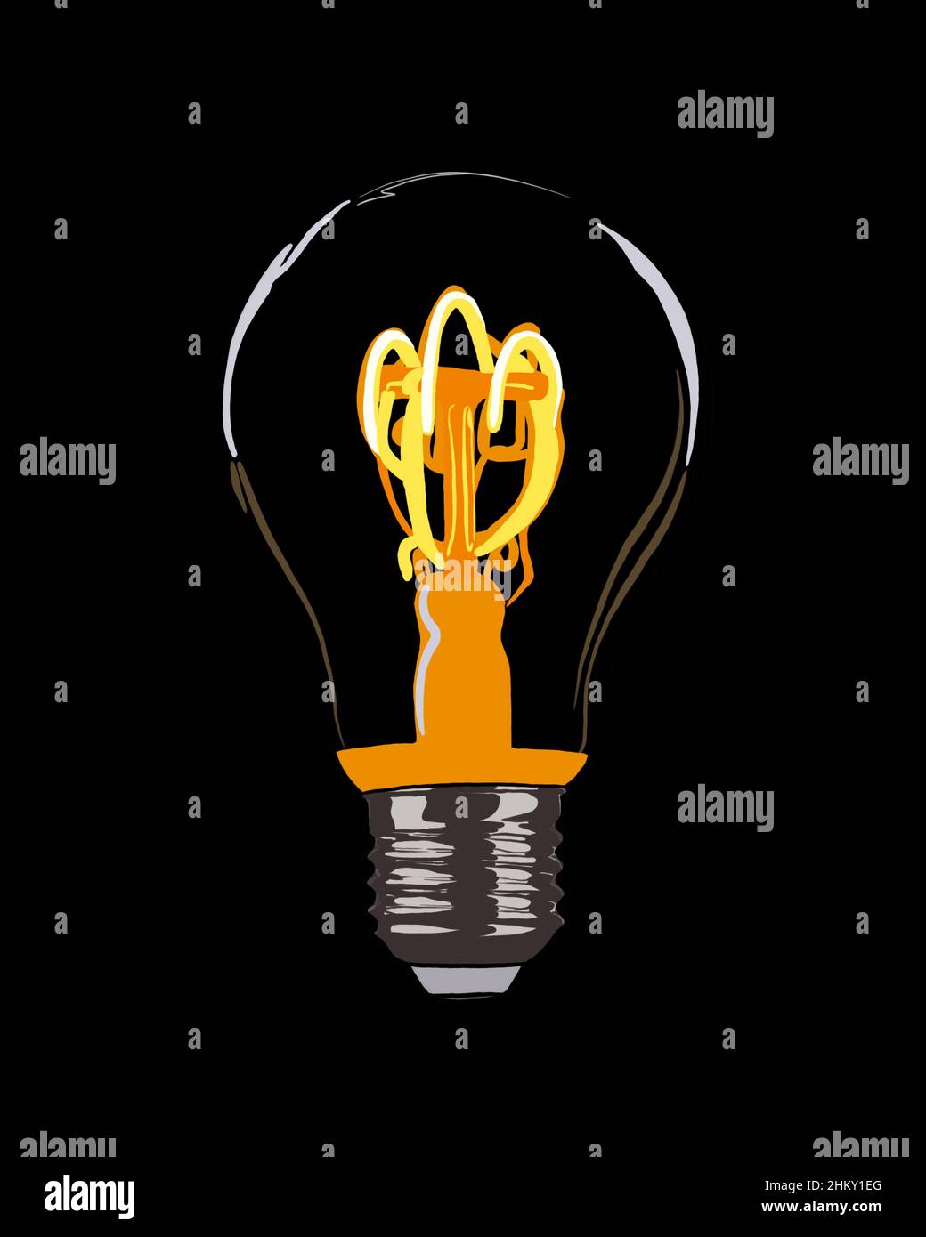 Light bulb - black background Stock Photo