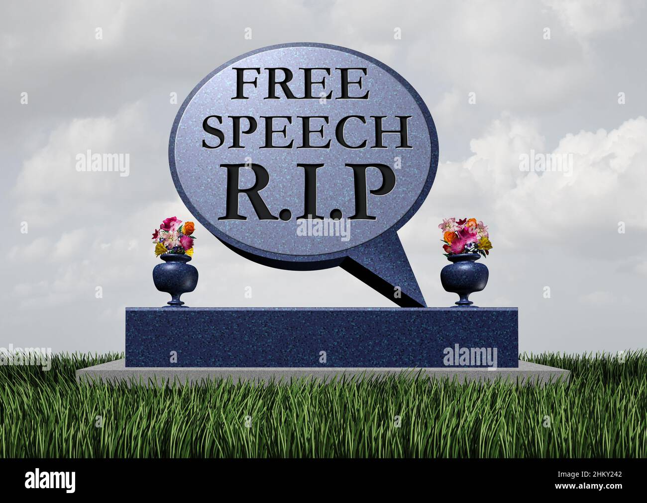 Free speech death and censorship or Cancel Culture concept and cultural cancellation as social media censor canceling or restricting communication. Stock Photo