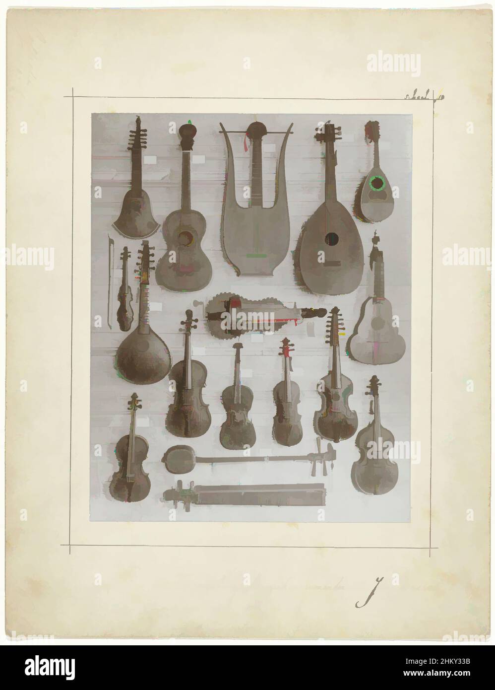 Art inspired by Collection of musical instruments from the collection of the composer J.C. Boers: stringed instruments, Collection of Musical Instruments of J.C. Boers, Frederik Christiaan Filip Gräfe, Delft, 1863 - c. 1905, paper, photographic support, height 208 mm × width 164, Classic works modernized by Artotop with a splash of modernity. Shapes, color and value, eye-catching visual impact on art. Emotions through freedom of artworks in a contemporary way. A timeless message pursuing a wildly creative new direction. Artists turning to the digital medium and creating the Artotop NFT Stock Photo