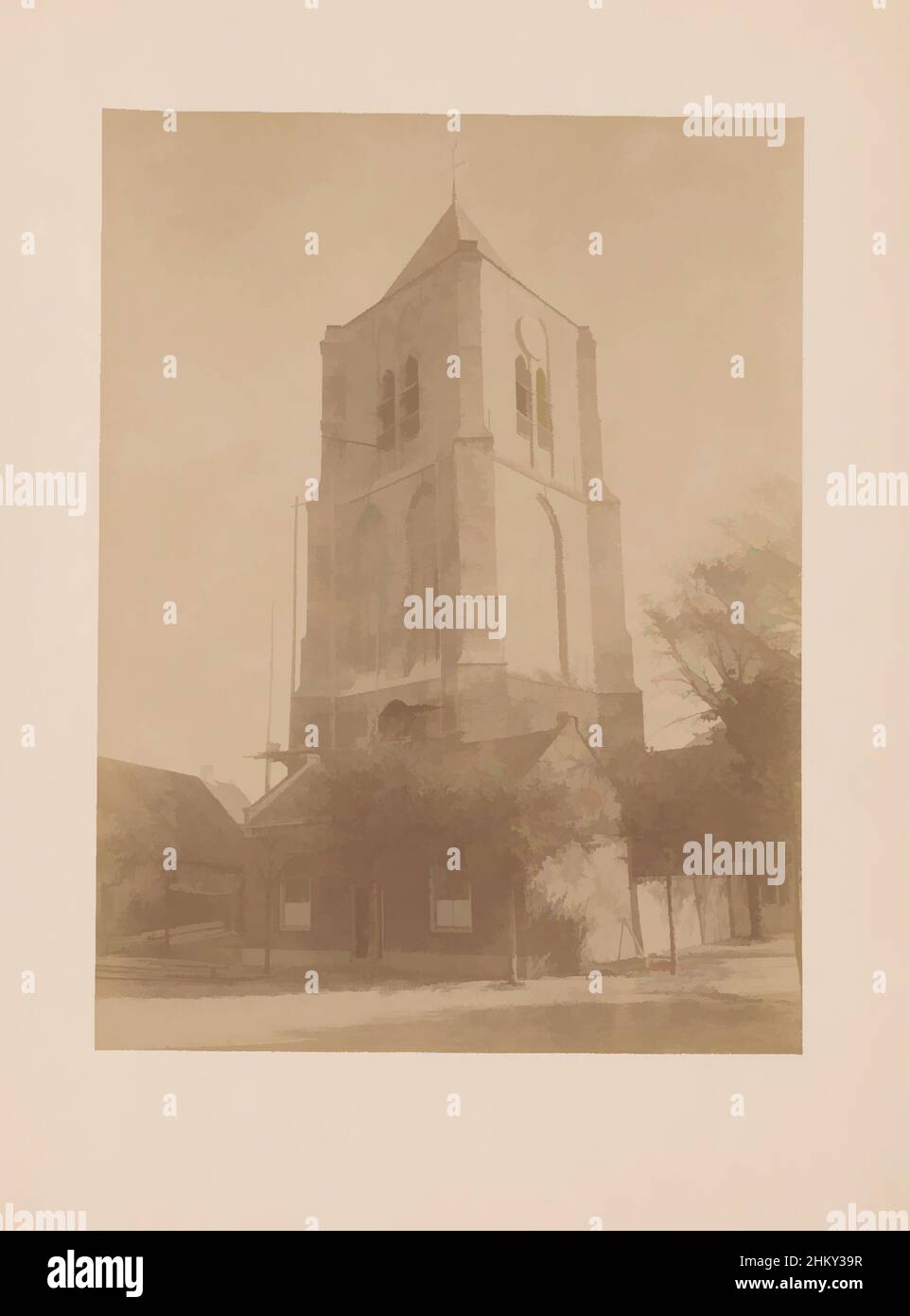 Art inspired by Church tower at Ouwerkerk, anoniem (Monumentenzorg) (attributed to), Ouwerkerk, 1897, photographic support, cardboard, albumen print, height 231 mm × width 173 mm, Classic works modernized by Artotop with a splash of modernity. Shapes, color and value, eye-catching visual impact on art. Emotions through freedom of artworks in a contemporary way. A timeless message pursuing a wildly creative new direction. Artists turning to the digital medium and creating the Artotop NFT Stock Photo