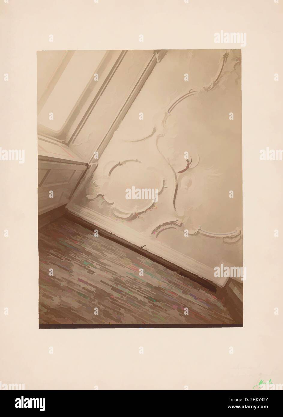 Art inspired by Ceiling of Vismarkt 16-17 in Leiden, anoniem (Monumentenzorg) (attributed to), Vismarkt, 1901, photographic support, cardboard, albumen print, height 230 mm × width 169 mm, Classic works modernized by Artotop with a splash of modernity. Shapes, color and value, eye-catching visual impact on art. Emotions through freedom of artworks in a contemporary way. A timeless message pursuing a wildly creative new direction. Artists turning to the digital medium and creating the Artotop NFT Stock Photo