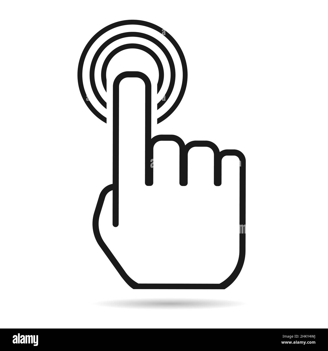 Touch screen with hand with shadow - finger, cursor flat technology ...