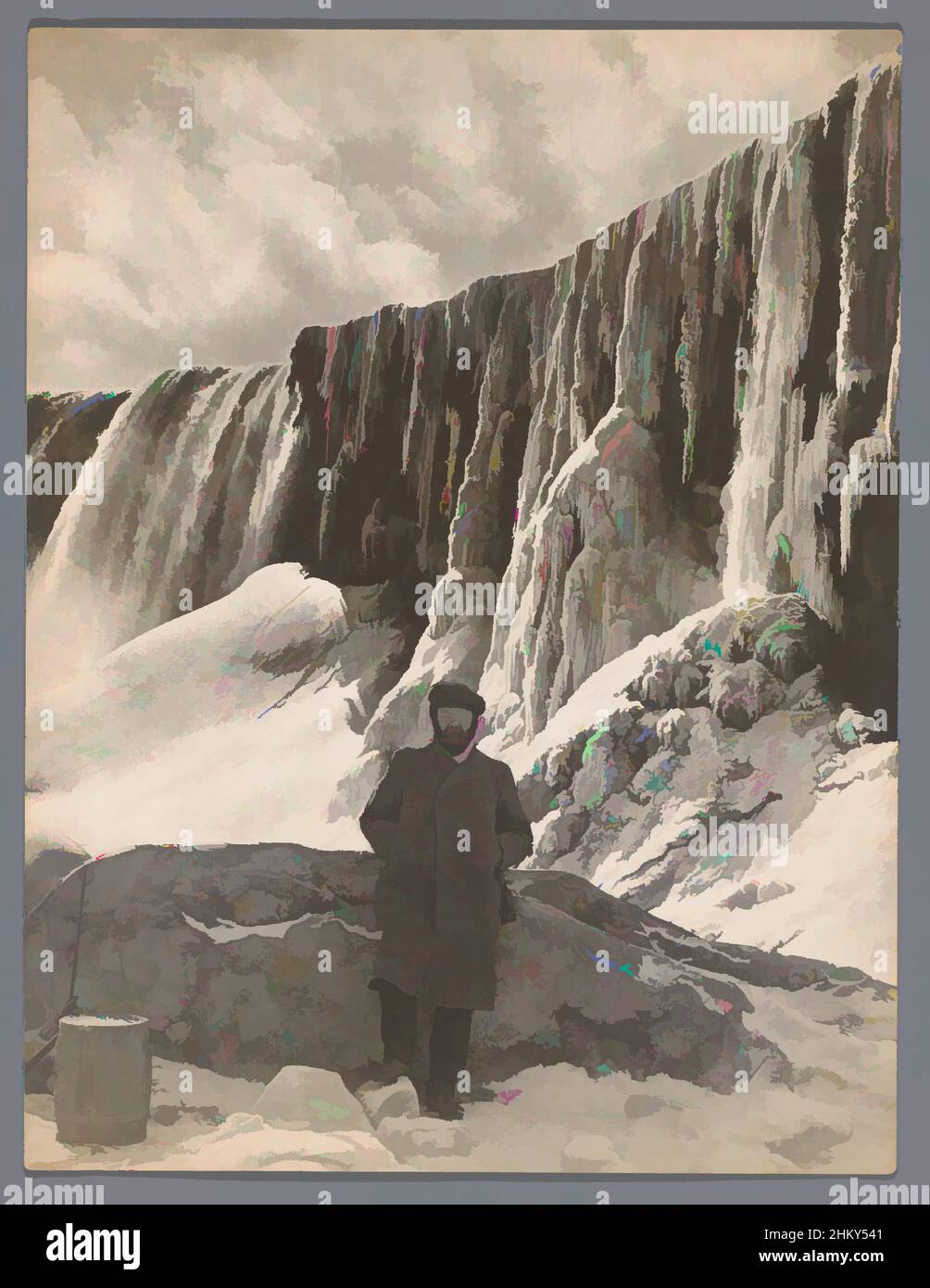 Art inspired by Portrait of M. Graadt van Roggen in front of a frozen waterfall, M. Graadt van Roggen, Netherlands, 1900 - 1920, paper, height 209 mm × width 160 mm, Classic works modernized by Artotop with a splash of modernity. Shapes, color and value, eye-catching visual impact on art. Emotions through freedom of artworks in a contemporary way. A timeless message pursuing a wildly creative new direction. Artists turning to the digital medium and creating the Artotop NFT Stock Photo