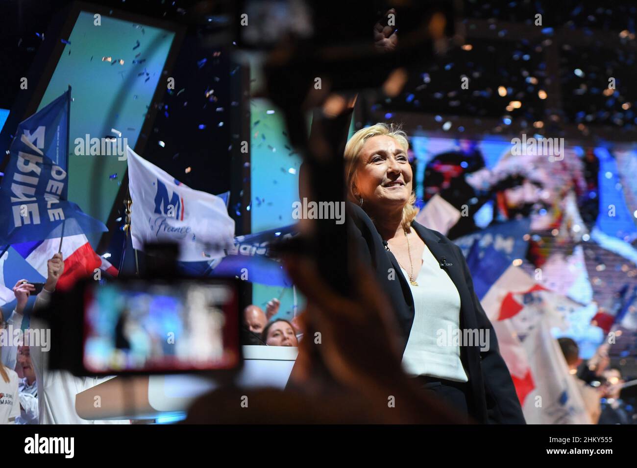 France, REIMS, 2022-02-05. Presidential convention of Marine LE PEN Photograph by Francois Pauletto Stock Photo