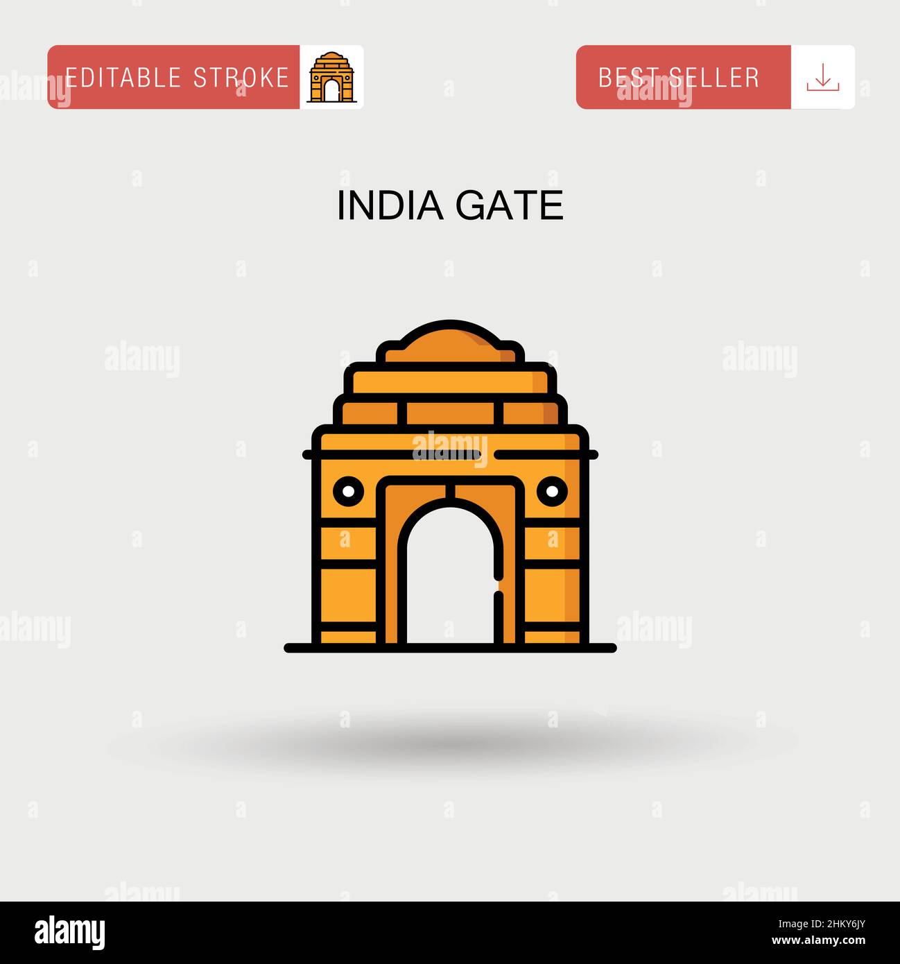 India gate Simple vector icon. Stock Vector