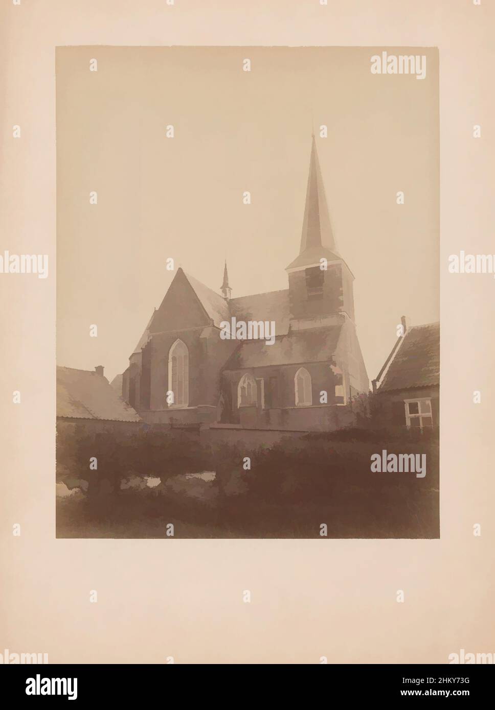 Art inspired by View of the Roman Catholic Church in Arcen, anoniem (Monumentenzorg) (attributed to), Arcen, 1892, photographic support, cardboard, albumen print, height 226 mm × width 176 mm, Classic works modernized by Artotop with a splash of modernity. Shapes, color and value, eye-catching visual impact on art. Emotions through freedom of artworks in a contemporary way. A timeless message pursuing a wildly creative new direction. Artists turning to the digital medium and creating the Artotop NFT Stock Photo