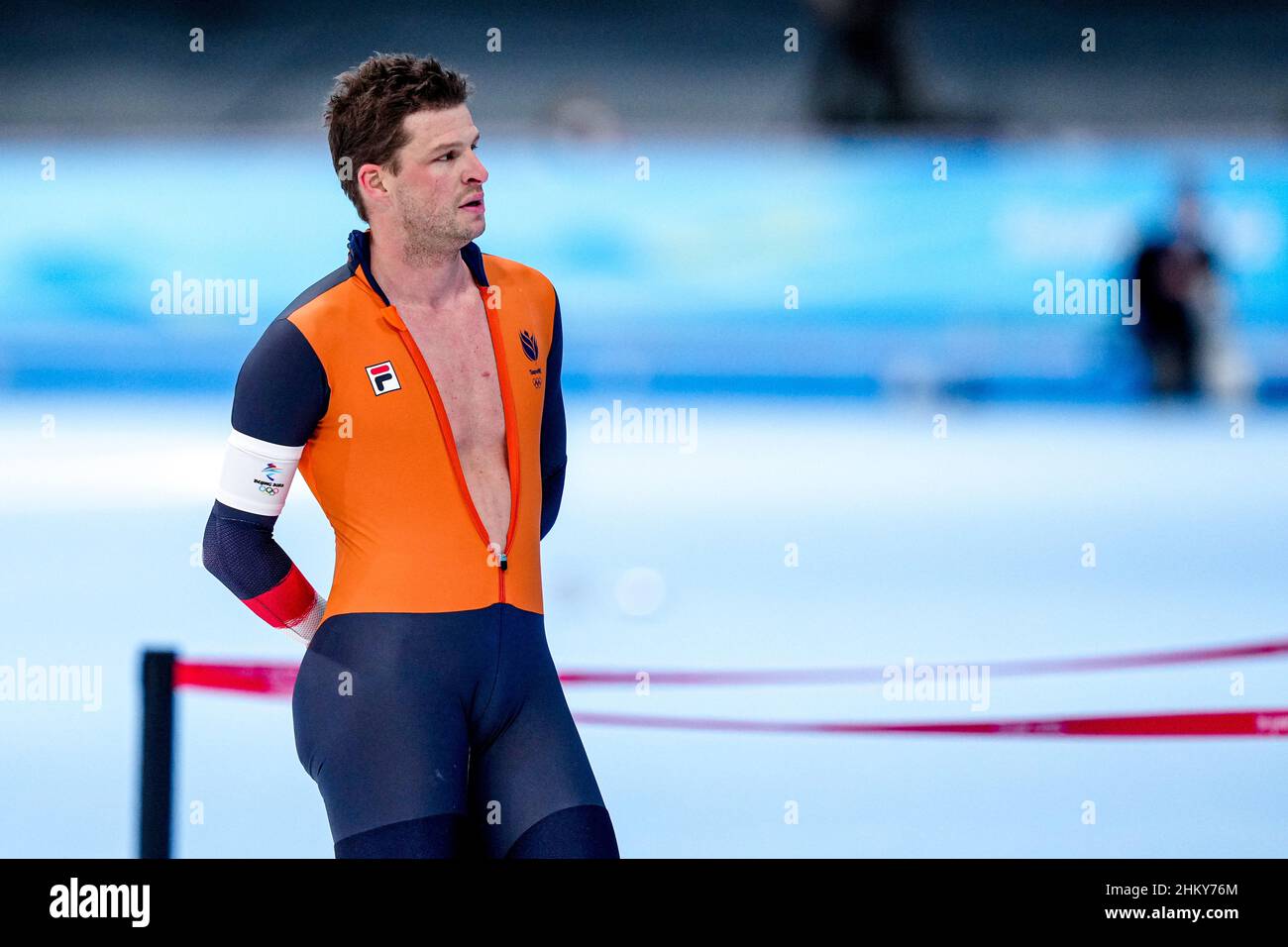 BEIJING, CHINA - FEBRUARY 6: Sven Kramer of the Netherlands competing on the Men's 5000m during the Beijing 2022 Olympic Games at the National Speed Skating Oval on February 6, 2022 in Beijing, China (Photo by Douwe Bijlsma/Orange Pictures) NOCNSF House of Sports Stock Photo